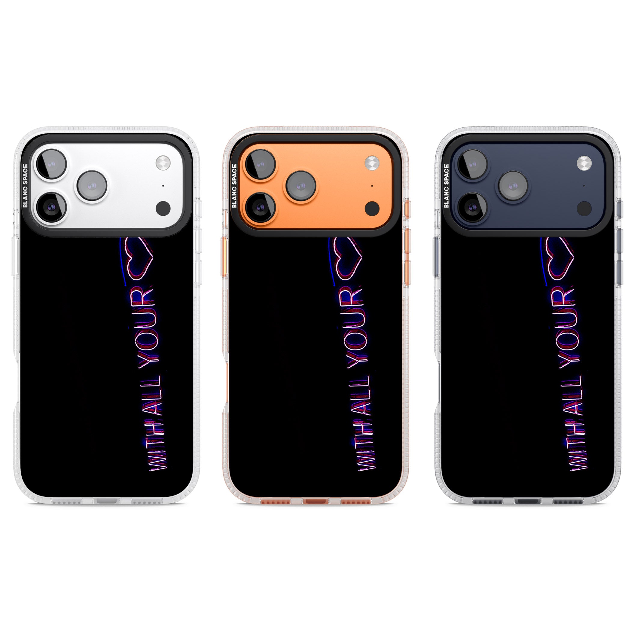 Neon Heart Script iPhone 17 Pro Impact Air Clear Phone Case APT Impact Protection