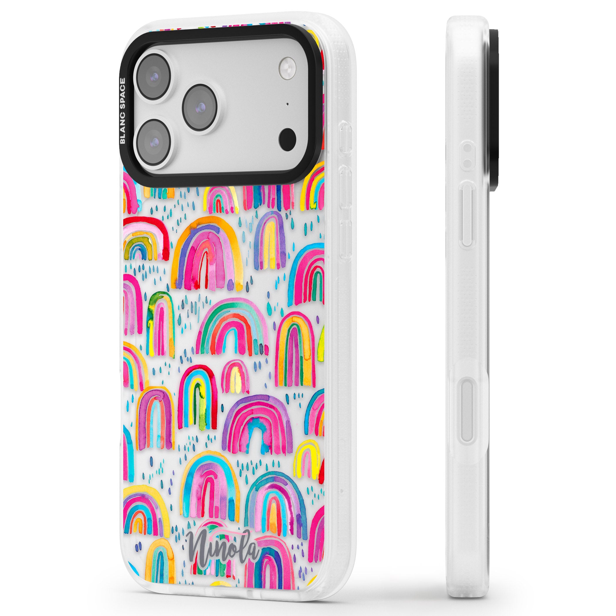 Watercolor Rainbow iPhone 17 Pro Max Impact Air Clear Phone Case Side Profile