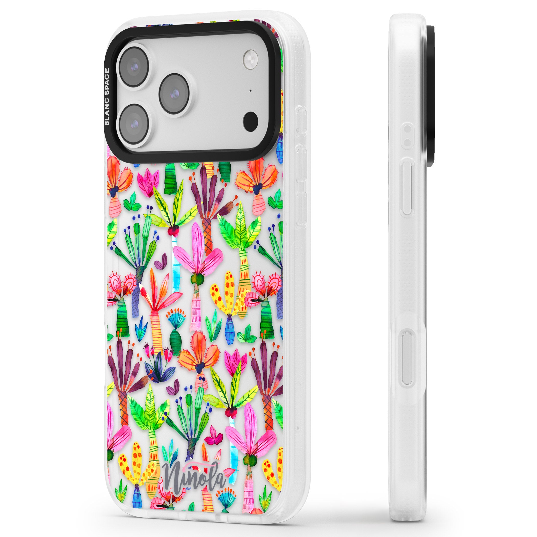 Tropical Botanical iPhone 17 Pro Max Impact Air Clear Phone Case Side Profile