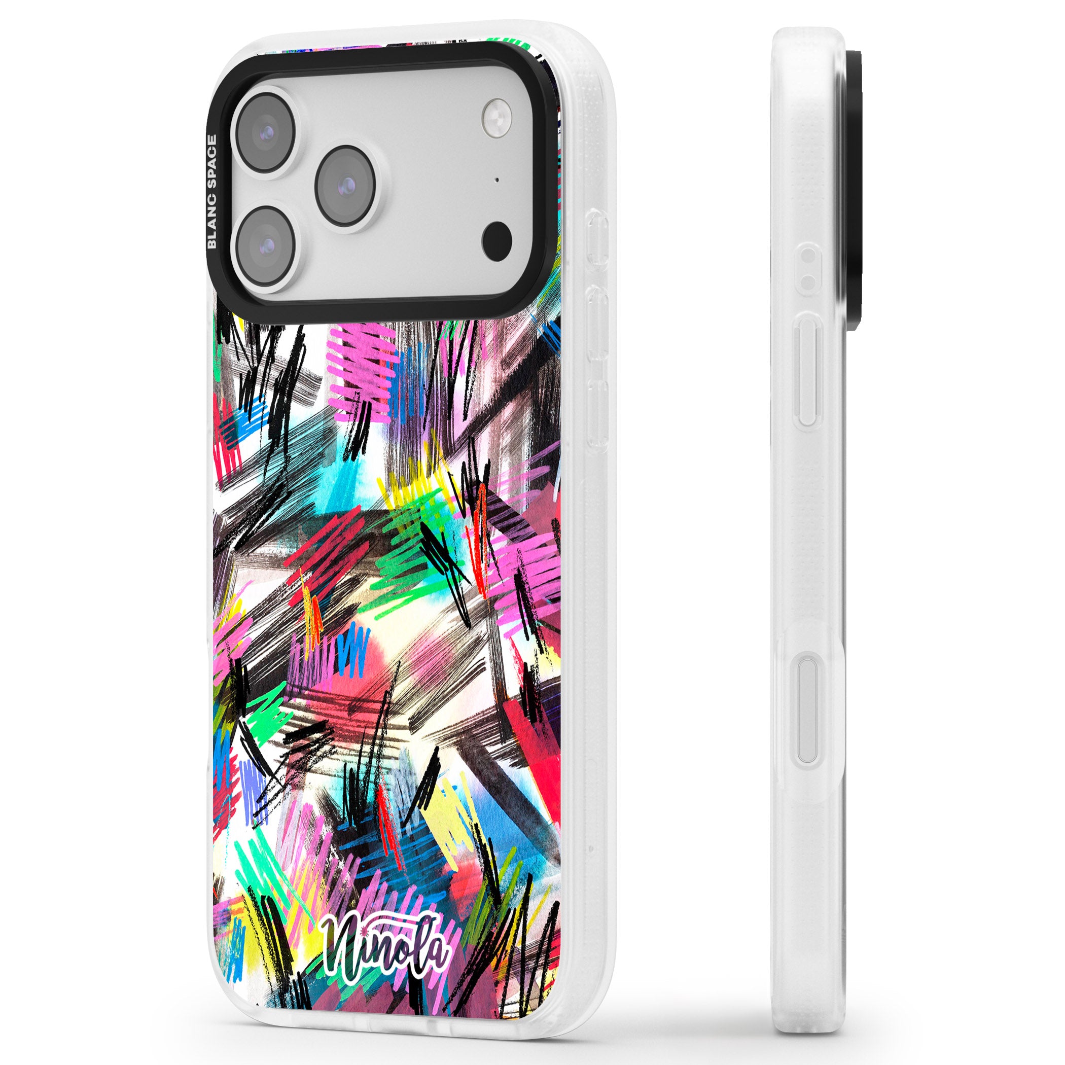 Wild Strokes Rainbow iPhone 17 Pro Max Impact Air Clear Phone Case Side Profile