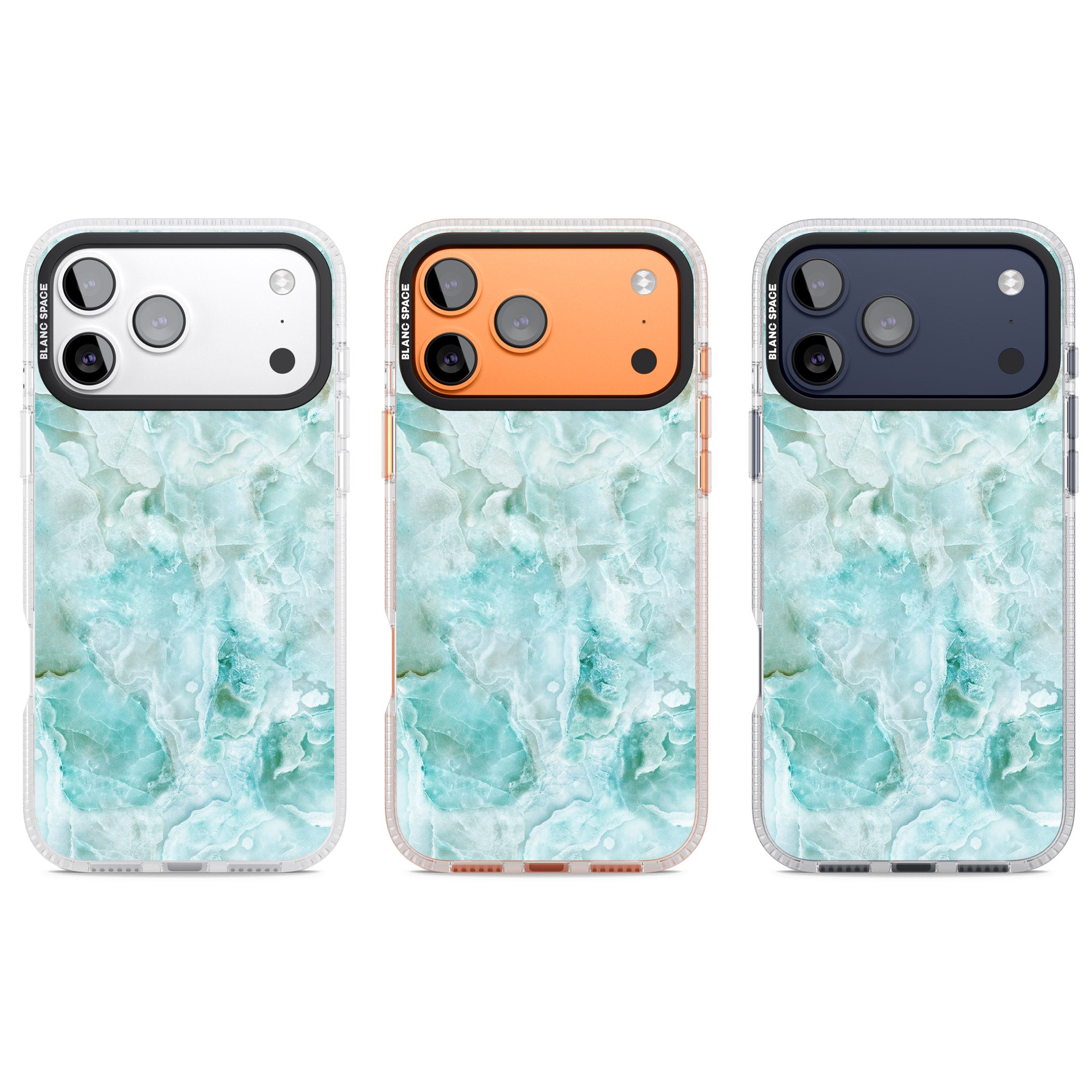 Aqua Onyx Marble iPhone 17 Pro Impact Air Clear Phone Case APT Impact Protection