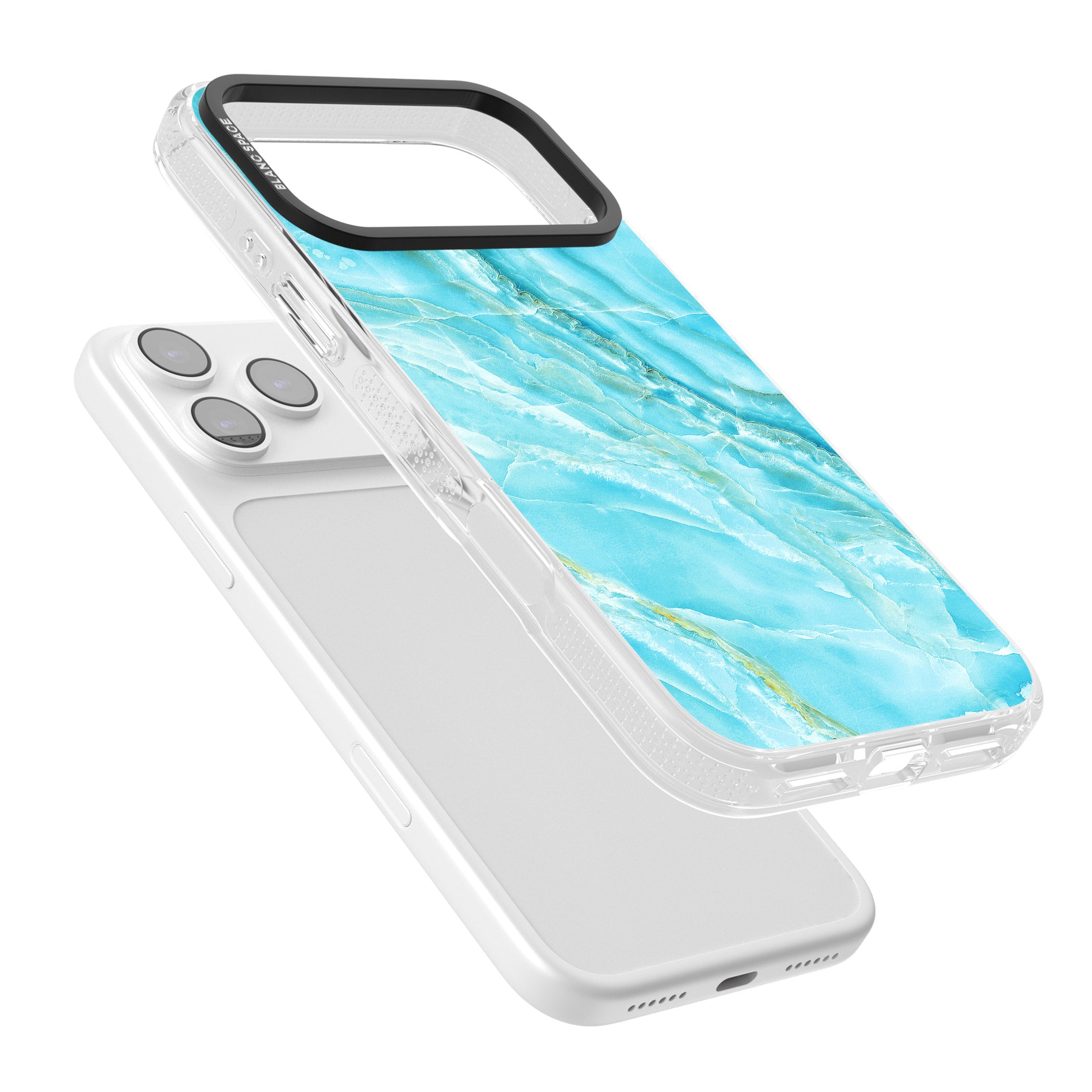Blue Onyx Marble iPhone 17 Pro Impact Air Clear Phone Case Colours