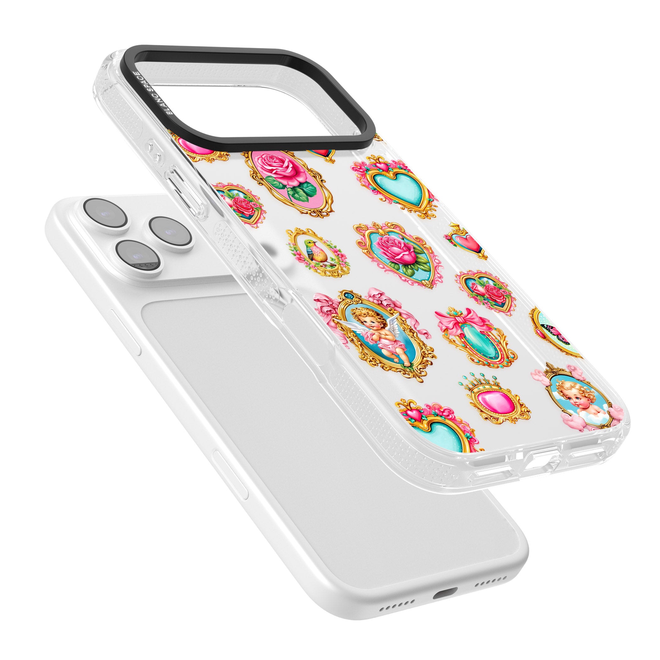 Angelcore Hearts Frames iPhone 17 Pro Impact Air Clear Phone Case Colours