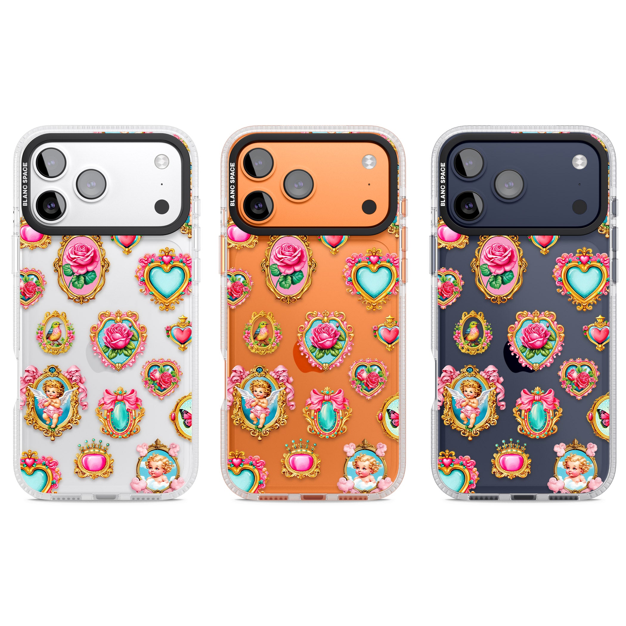 Angelcore Hearts Frames iPhone 17 Pro Impact Air Clear Phone Case APT Impact Protection