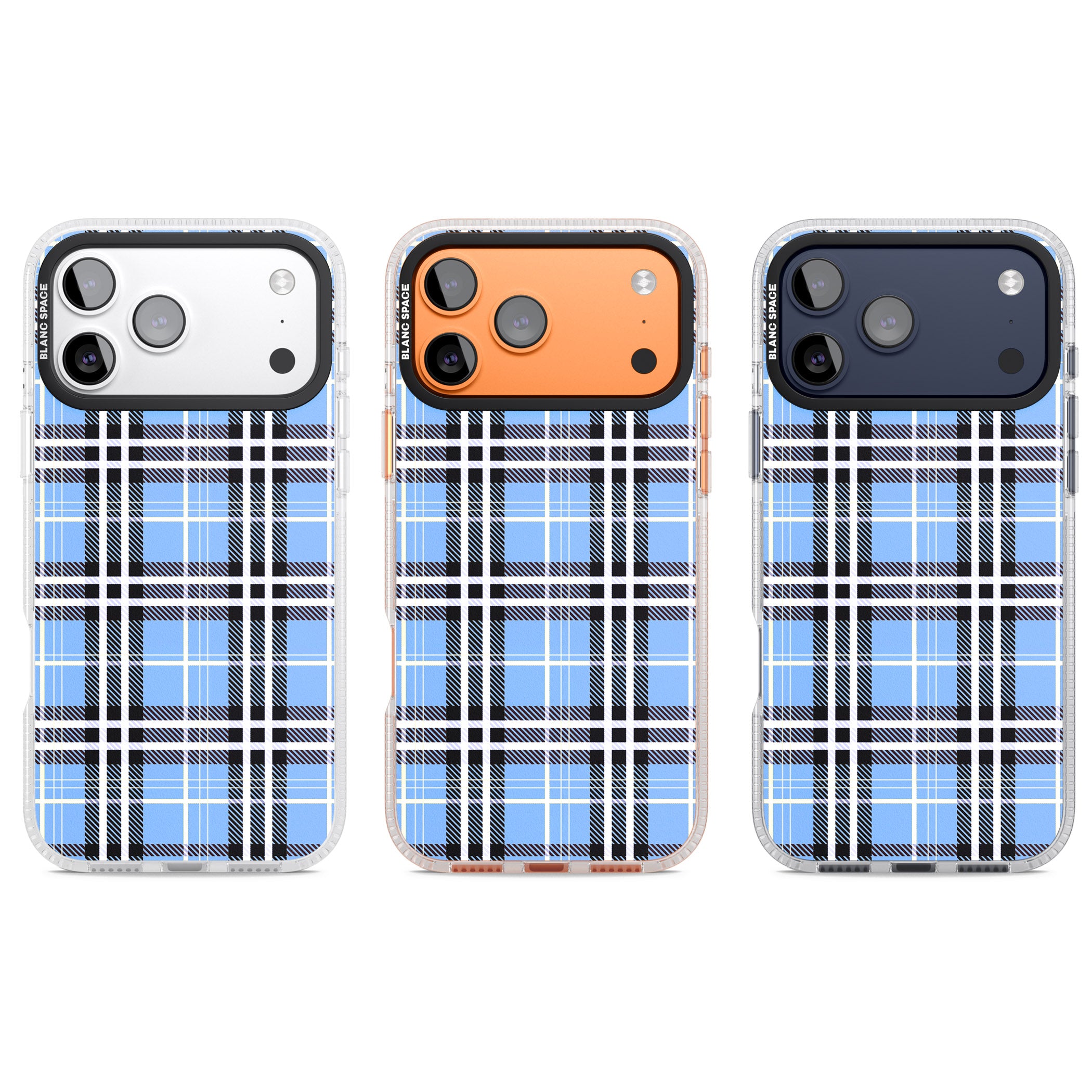 Blue Plaid iPhone 17 Pro Impact Air Clear Phone Case APT Impact Protection