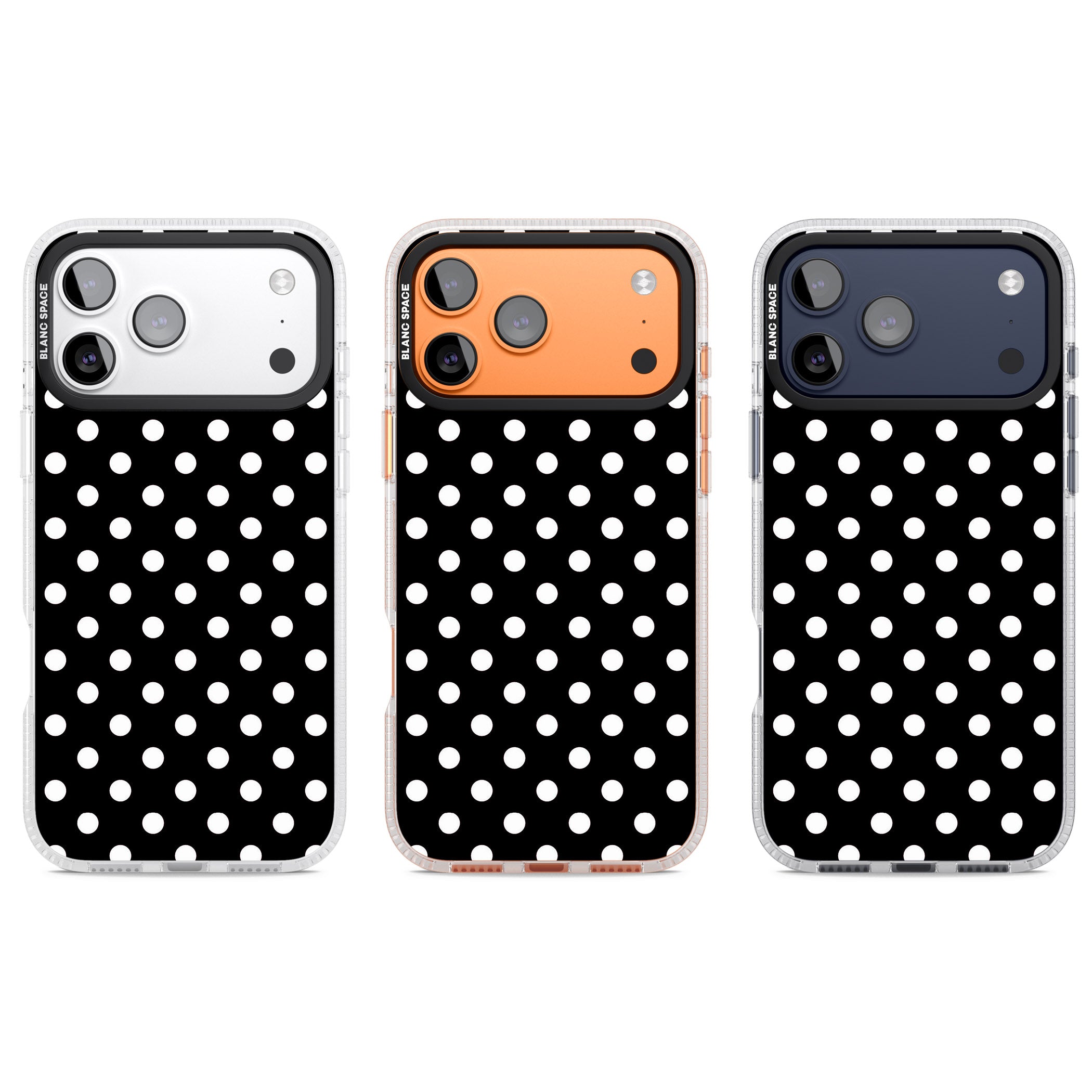 Designer Chic Black Polka Dot iPhone 17 Pro Impact Air Clear Phone Case APT Impact Protection
