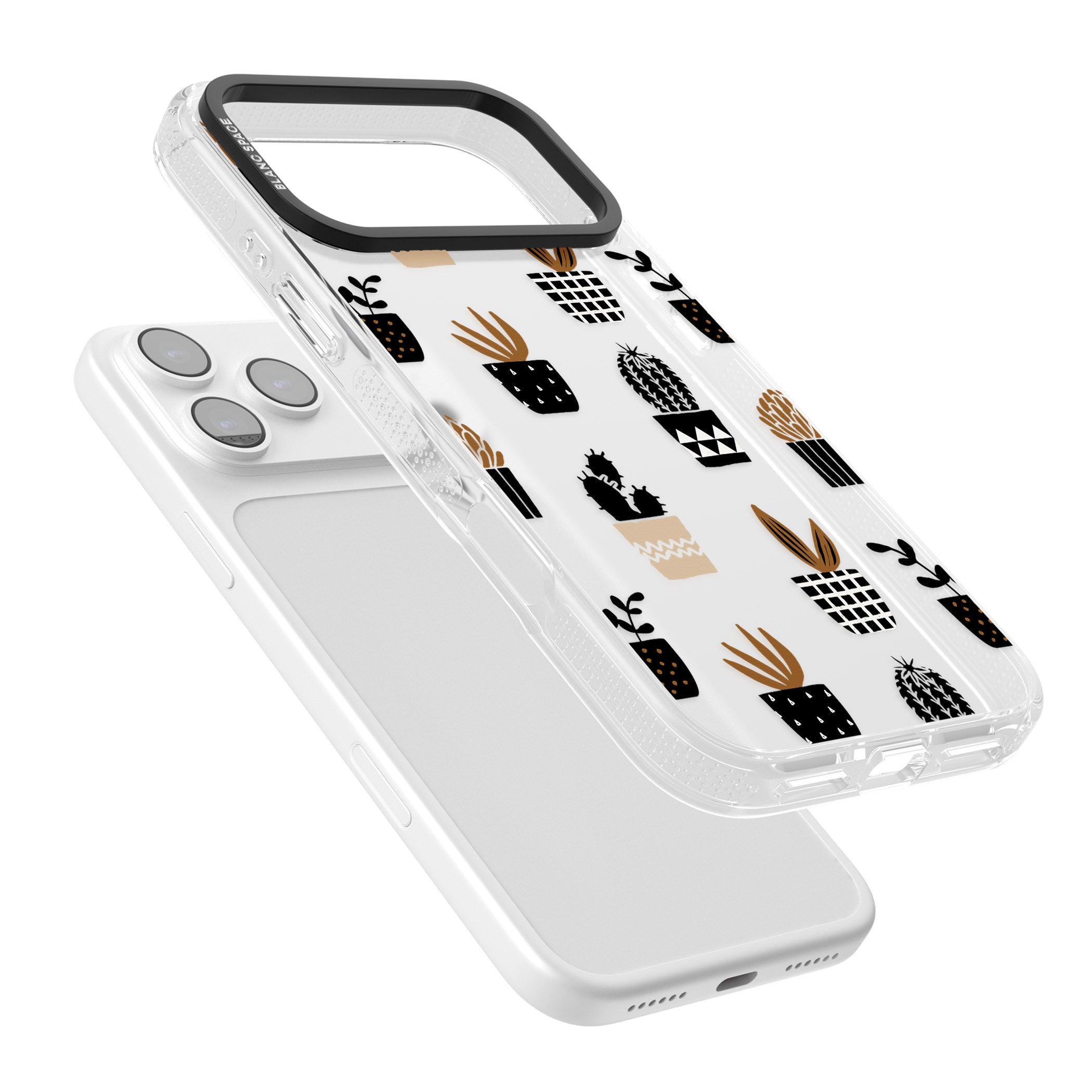 Large Mixed Plants Pattern Clear iPhone 17 Pro Impact Air Clear Phone Case Colours