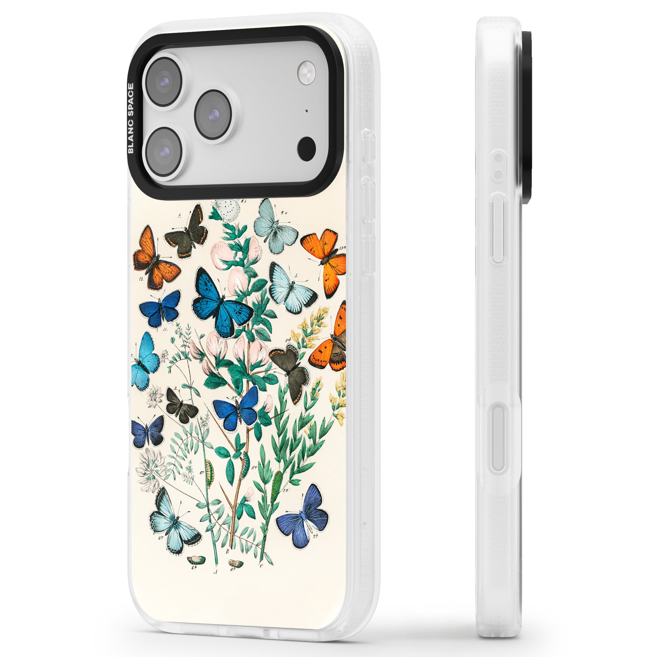 European Butterflies iPhone 17 Pro Impact Air Clear Phone Case Side Profile