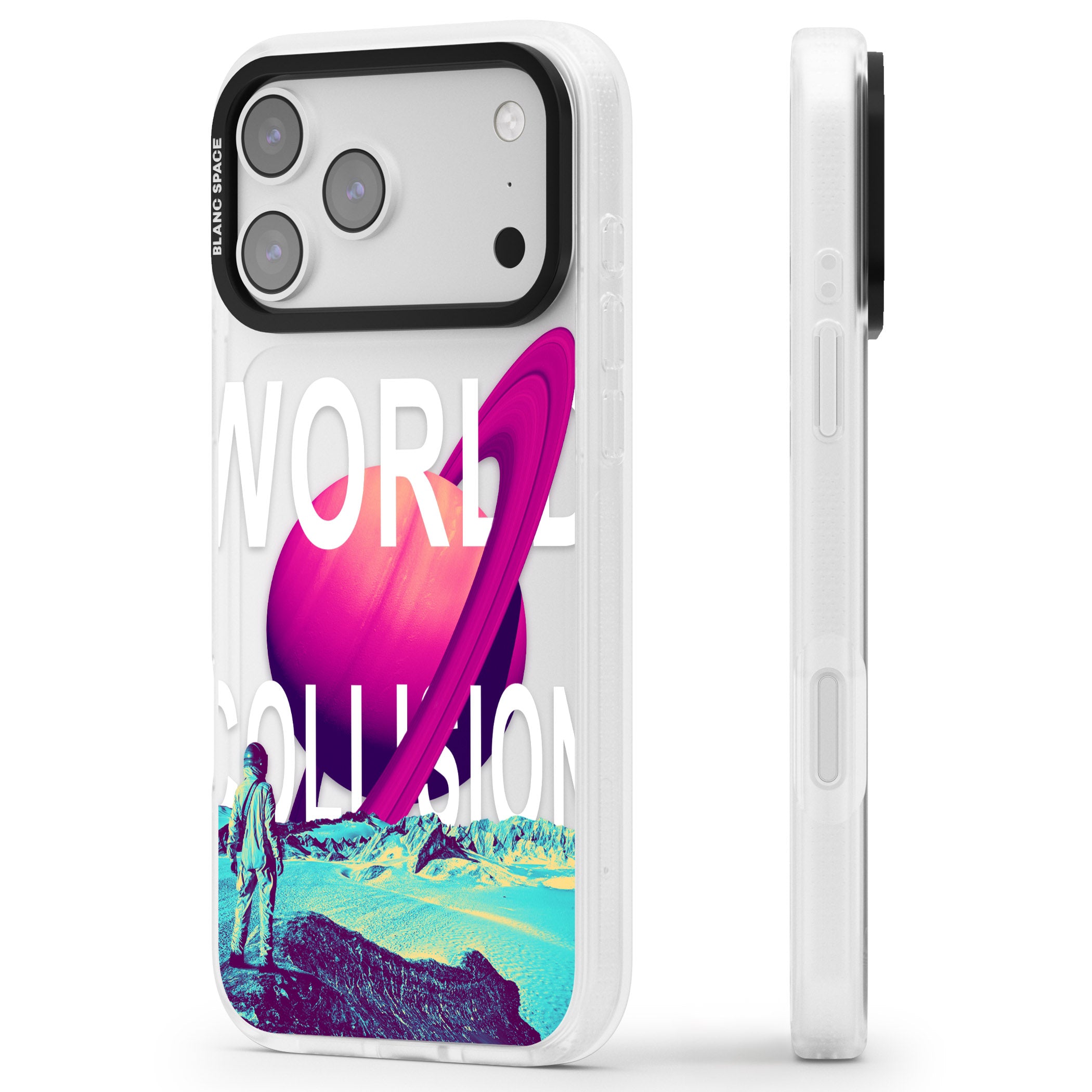 World Collision iPhone 17 Pro Max Impact Air Clear Phone Case Side Profile