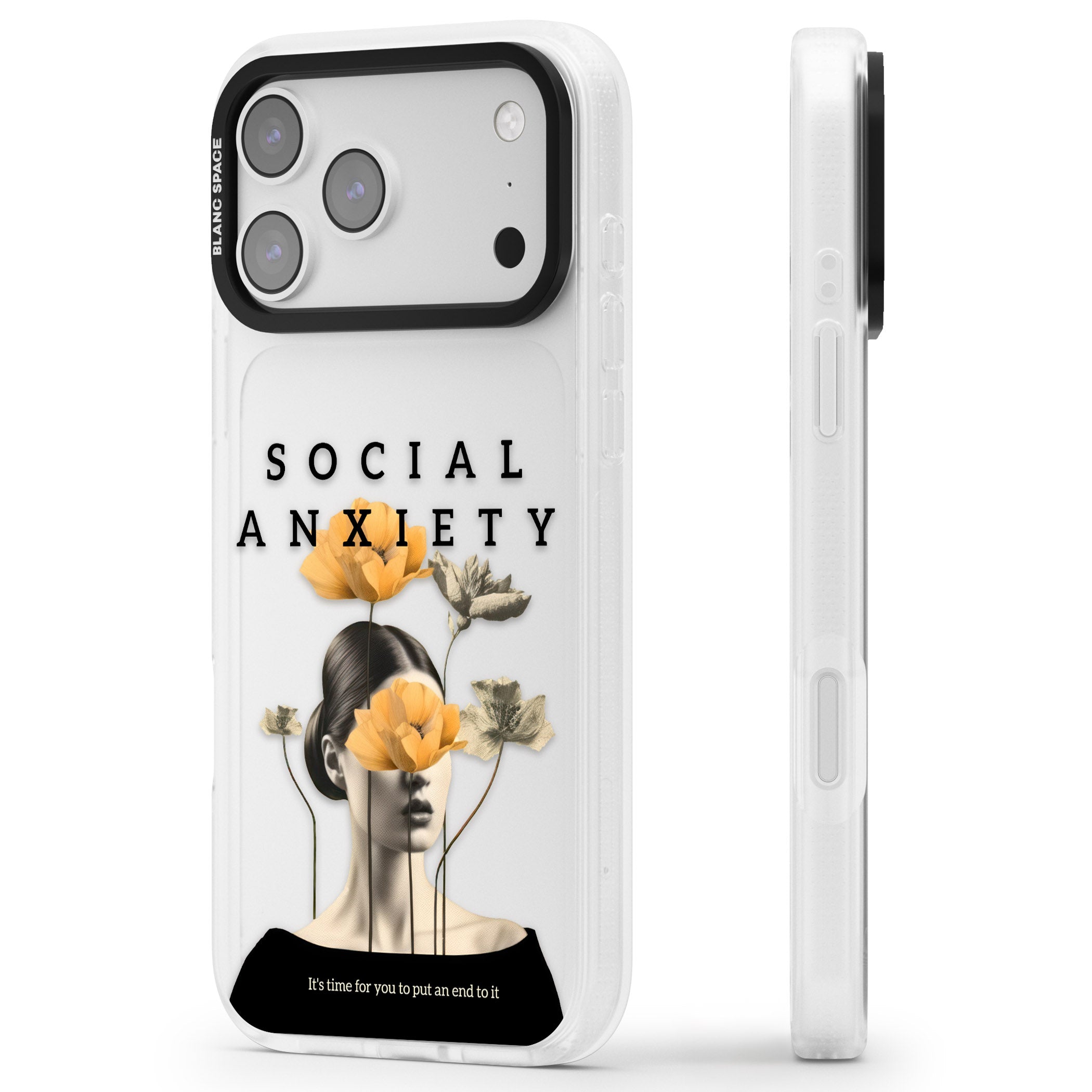 Social Anxiety iPhone 17 Pro Impact Air Clear Phone Case Side Profile