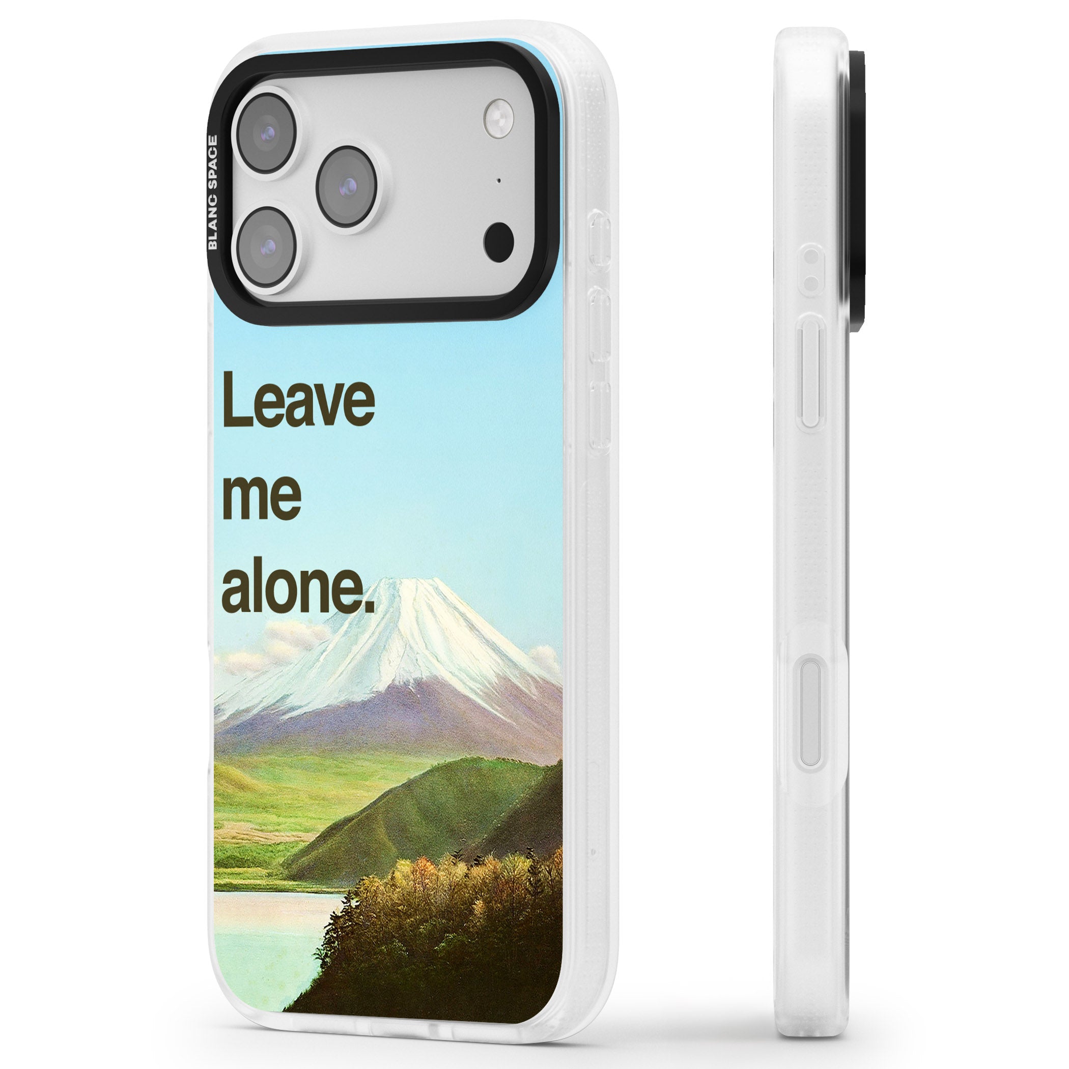 Leave Me Alone iPhone 17 Pro Impact Air Clear Phone Case Side Profile