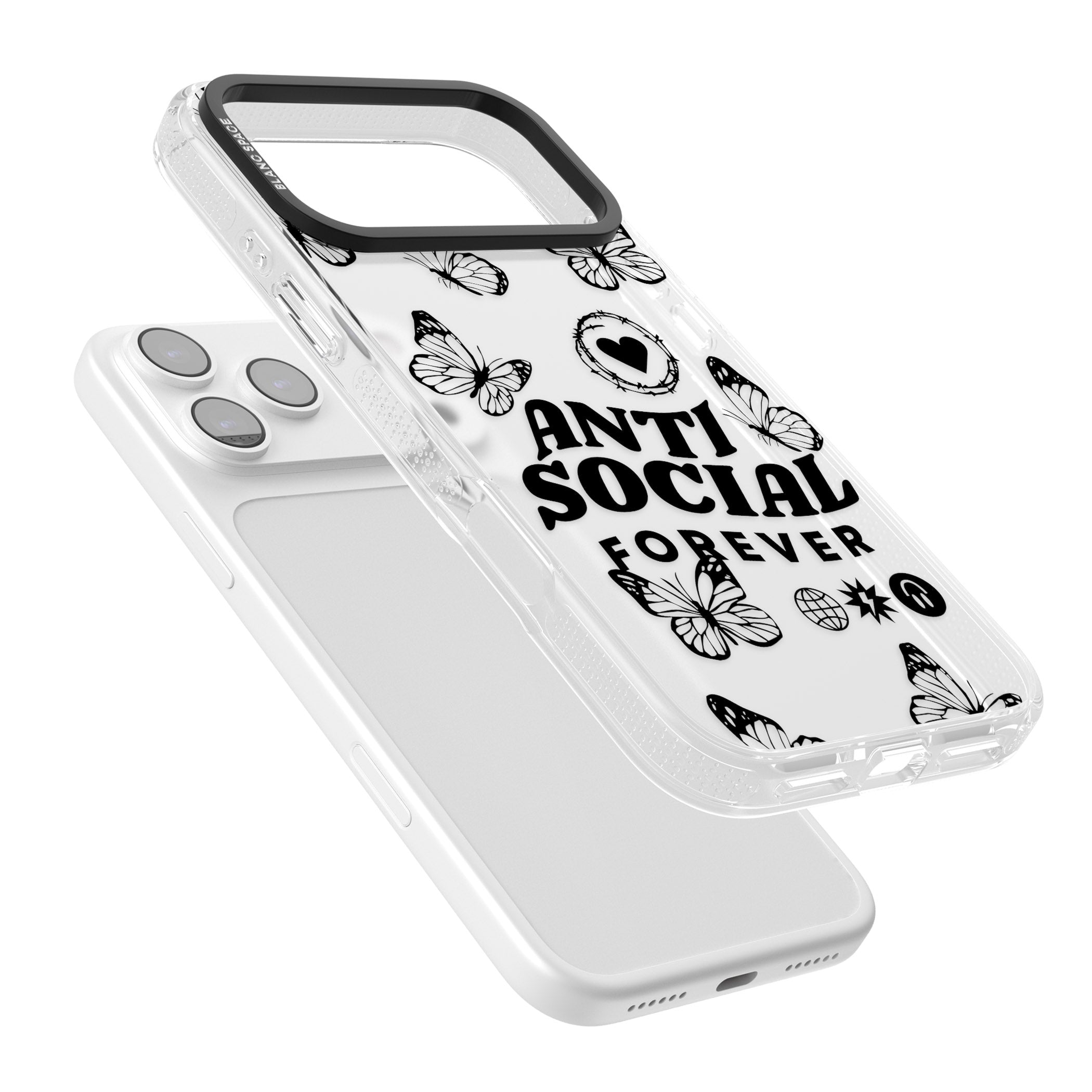 Anti Social Forever iPhone 17 Pro Impact Air Clear Phone Case Colours