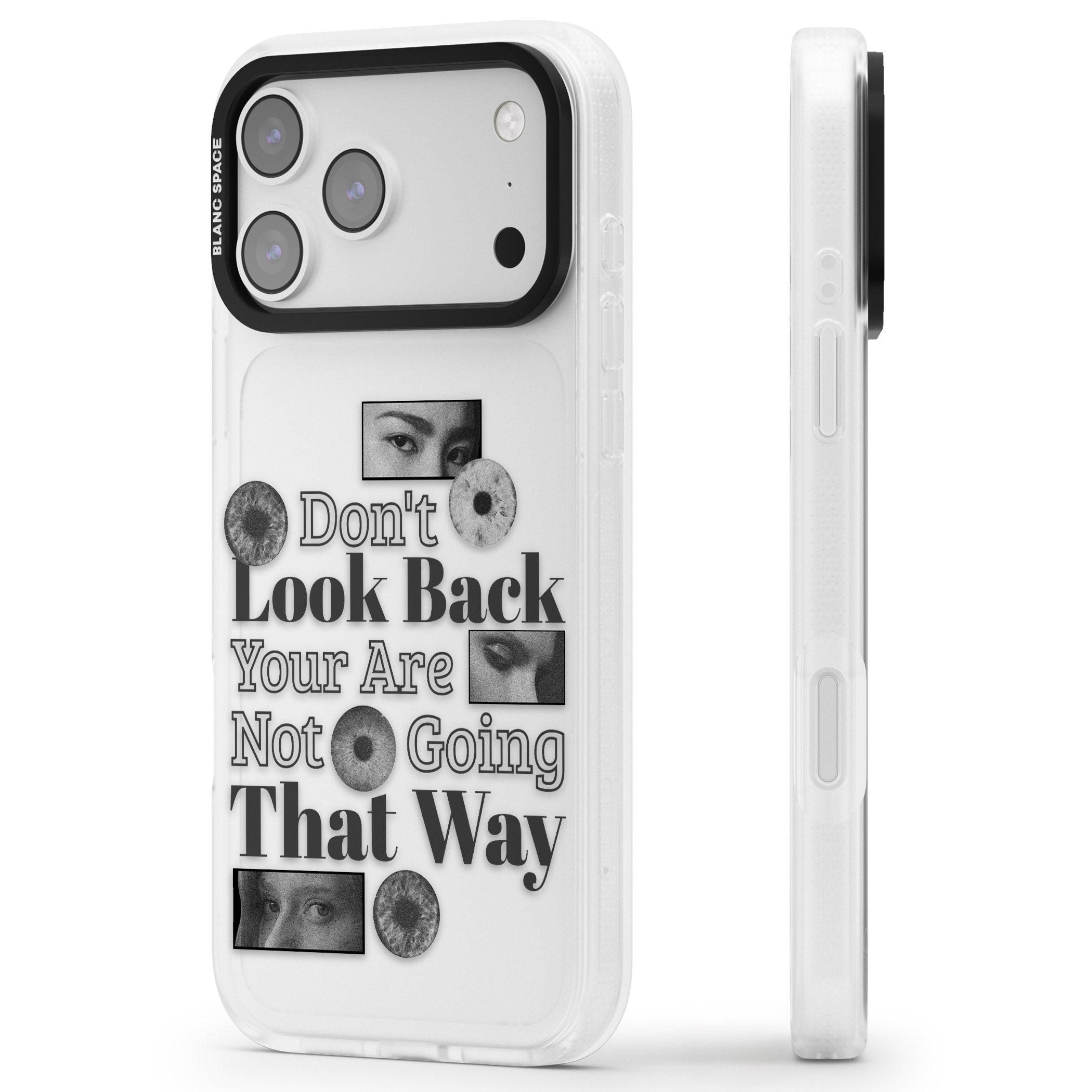 Dont Look Back iPhone 17 Pro Max Impact Air Clear Phone Case Side Profile