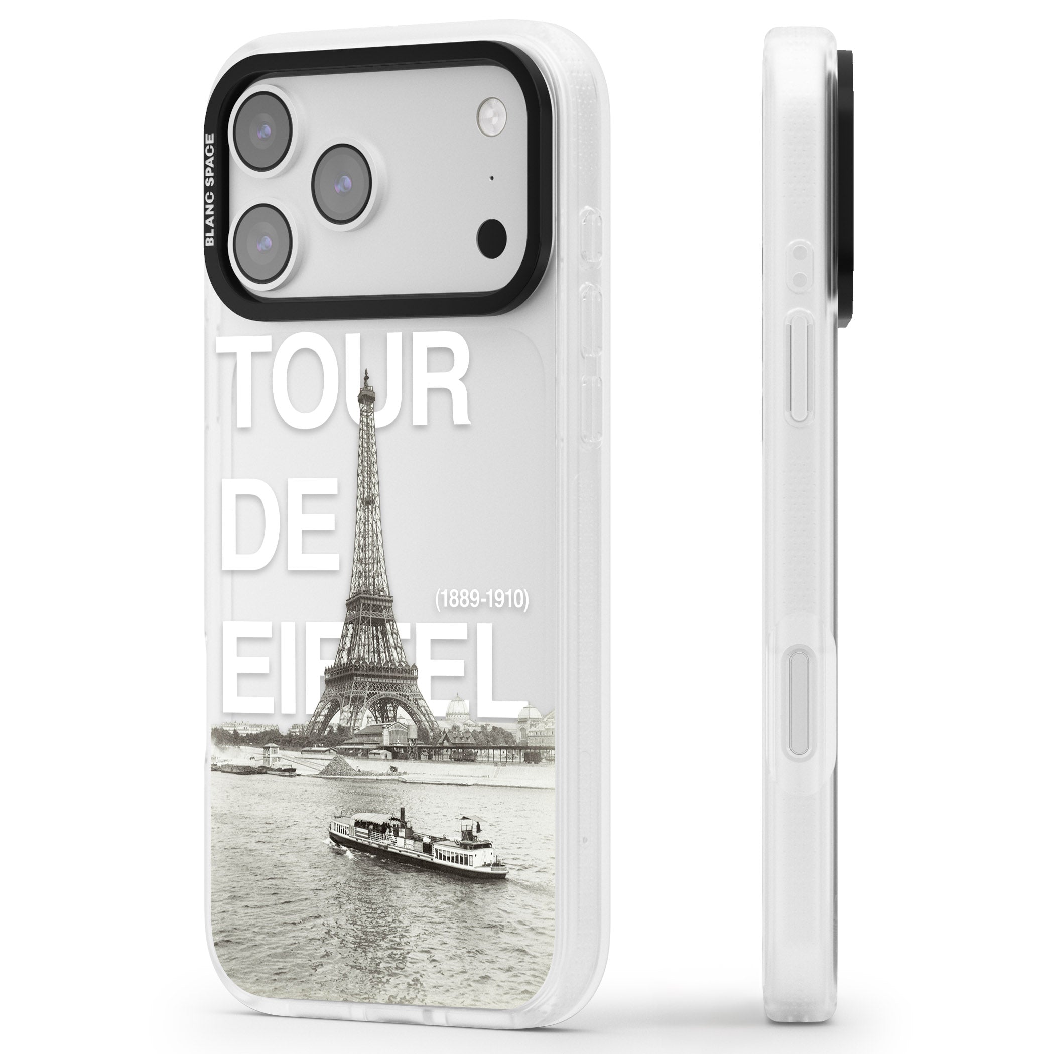 Tour De Eiffel iPhone 17 Pro Impact Air Clear Phone Case Side Profile