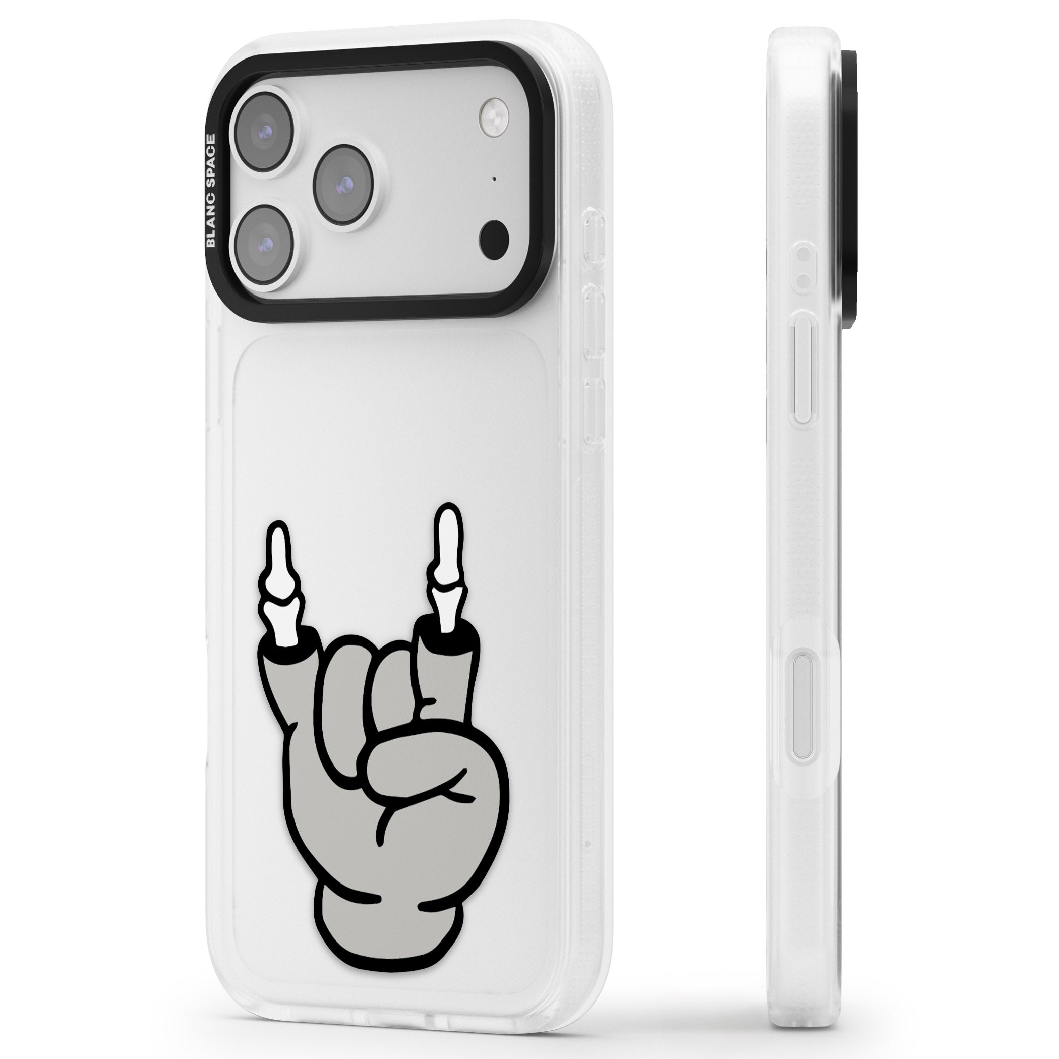 Rock 'Til You Drop iPhone 17 Pro Max Impact Air Clear Phone Case Side Profile