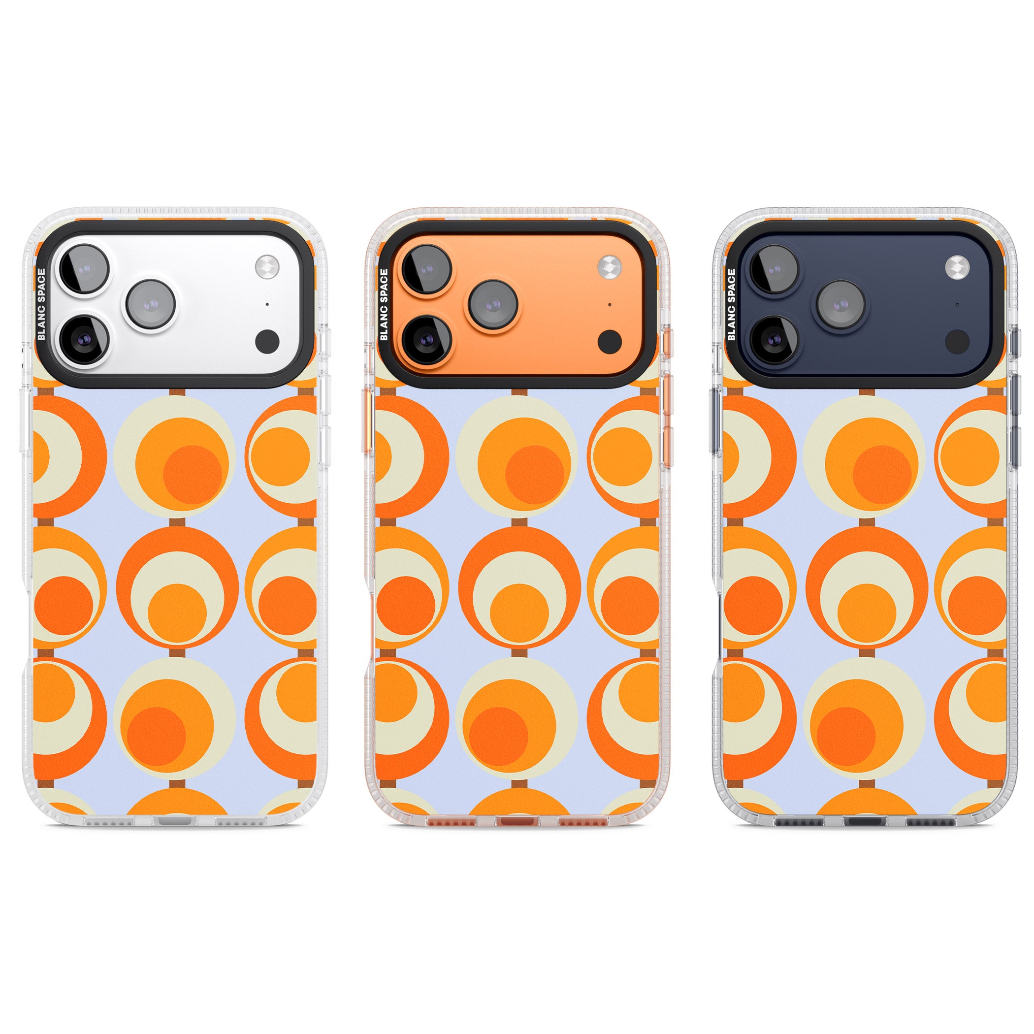 Mid Century Blue Orange Pattern iPhone 17 Pro Impact Air Clear Phone Case APT Impact Protection