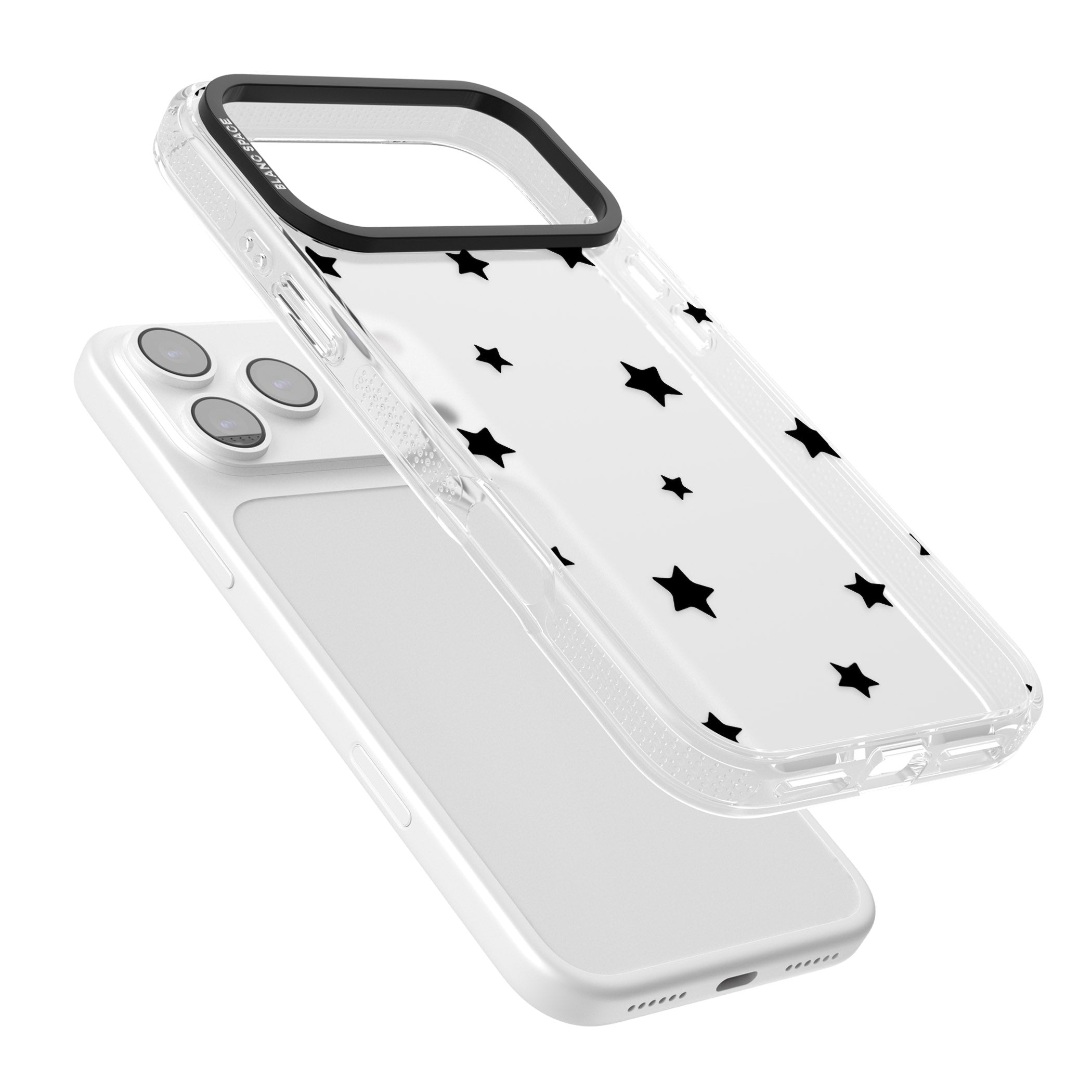 Starry Night Black Stars iPhone 17 Pro Impact Air Clear Phone Case Colours