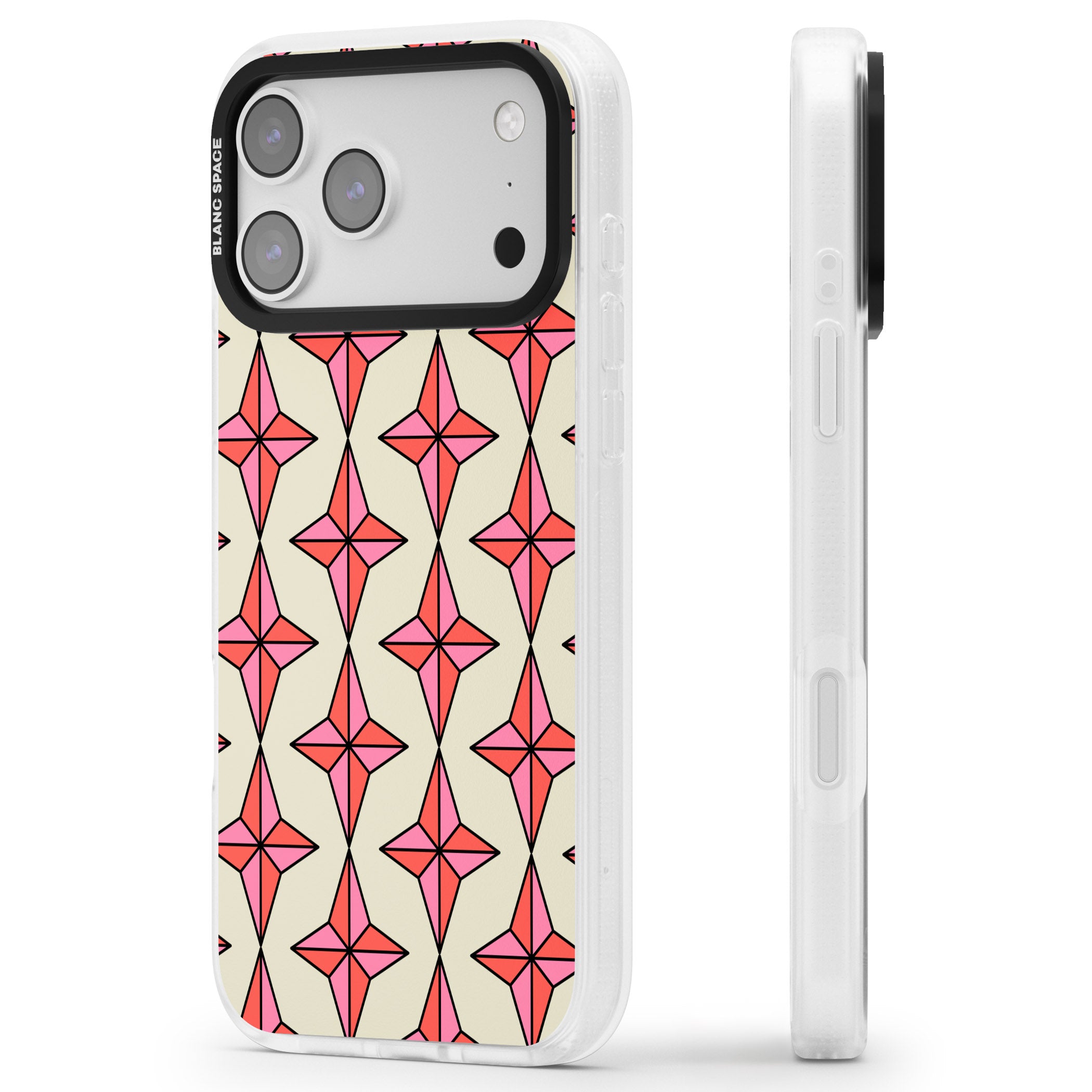 Rose Stars Pattern iPhone 17 Pro Max Impact Air Clear Phone Case Side Profile