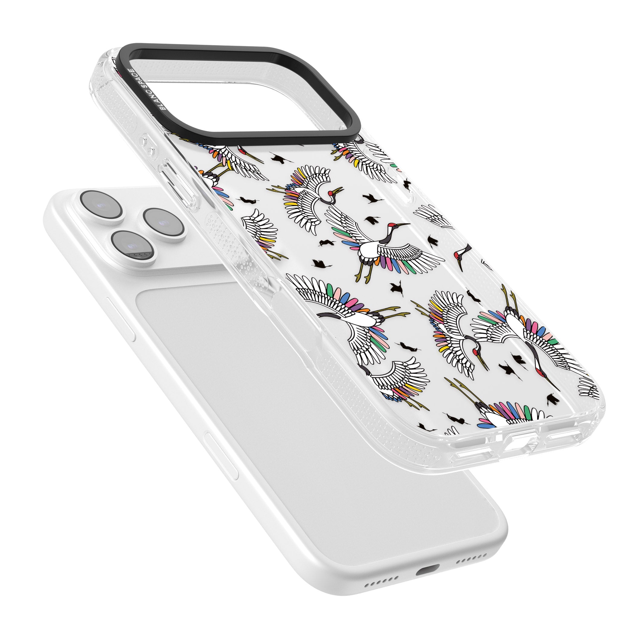 Colourful Crane Pattern iPhone 17 Pro Impact Air Clear Phone Case Colours