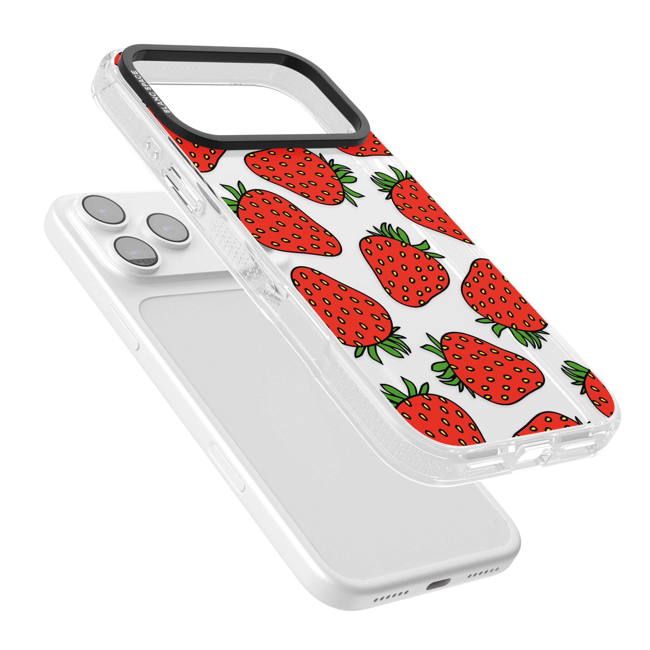Strawberry Pattern iPhone 17 Pro Impact Air Clear Phone Case Colours