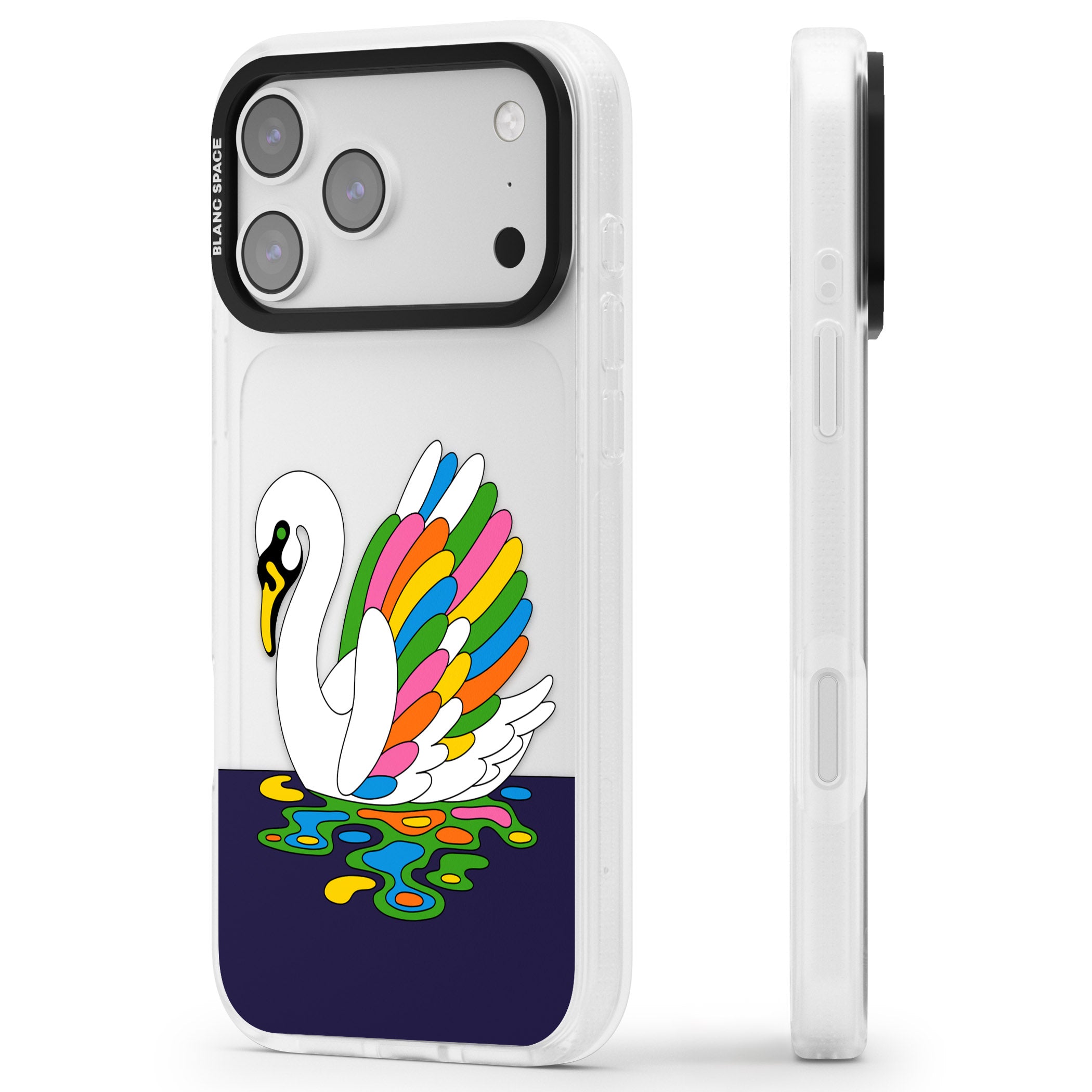 Serene Swan iPhone 17 Pro Max Impact Air Clear Phone Case Side Profile
