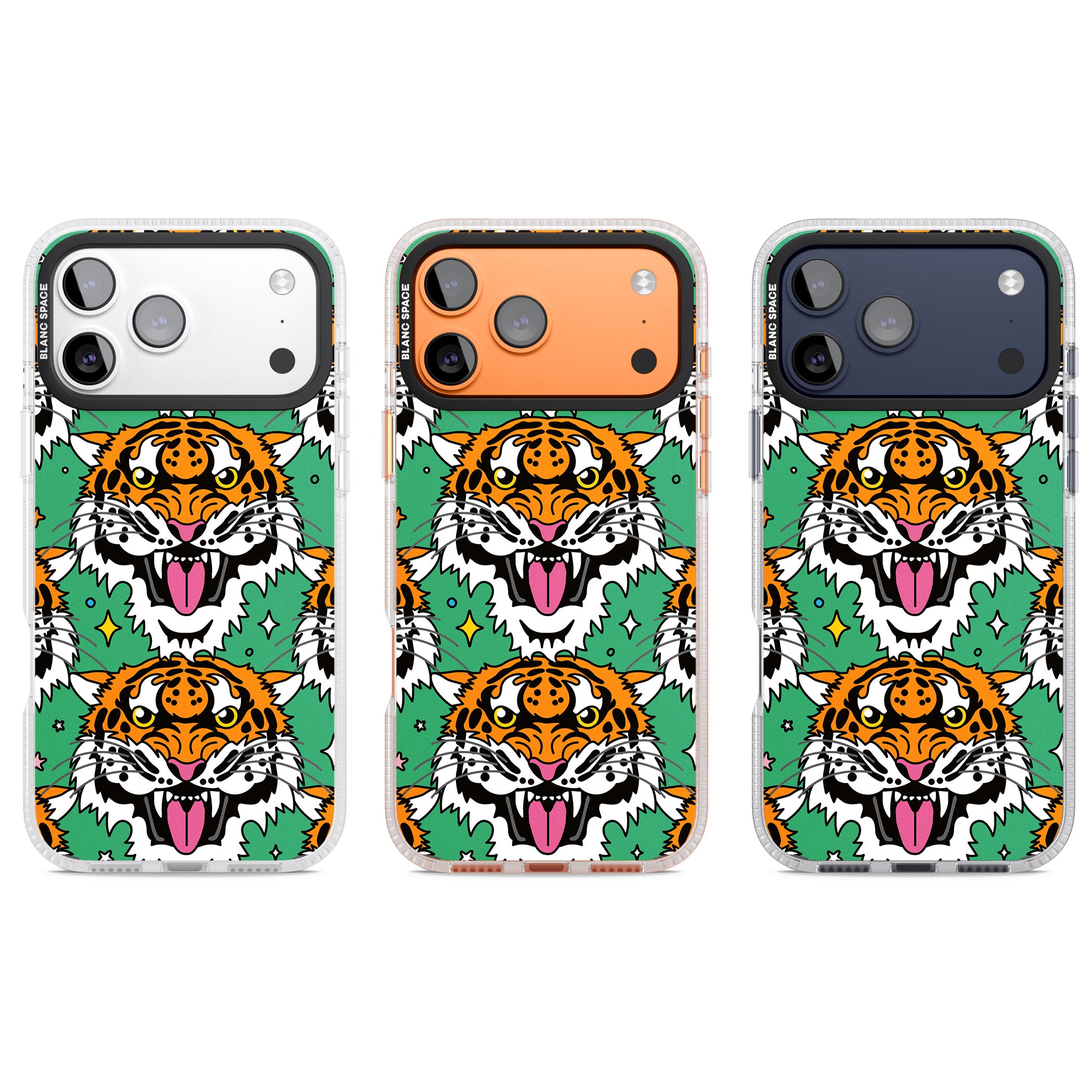 Fierce Jungle Tigers (Green) iPhone 17 Pro Impact Air Clear Phone Case APT Impact Protection