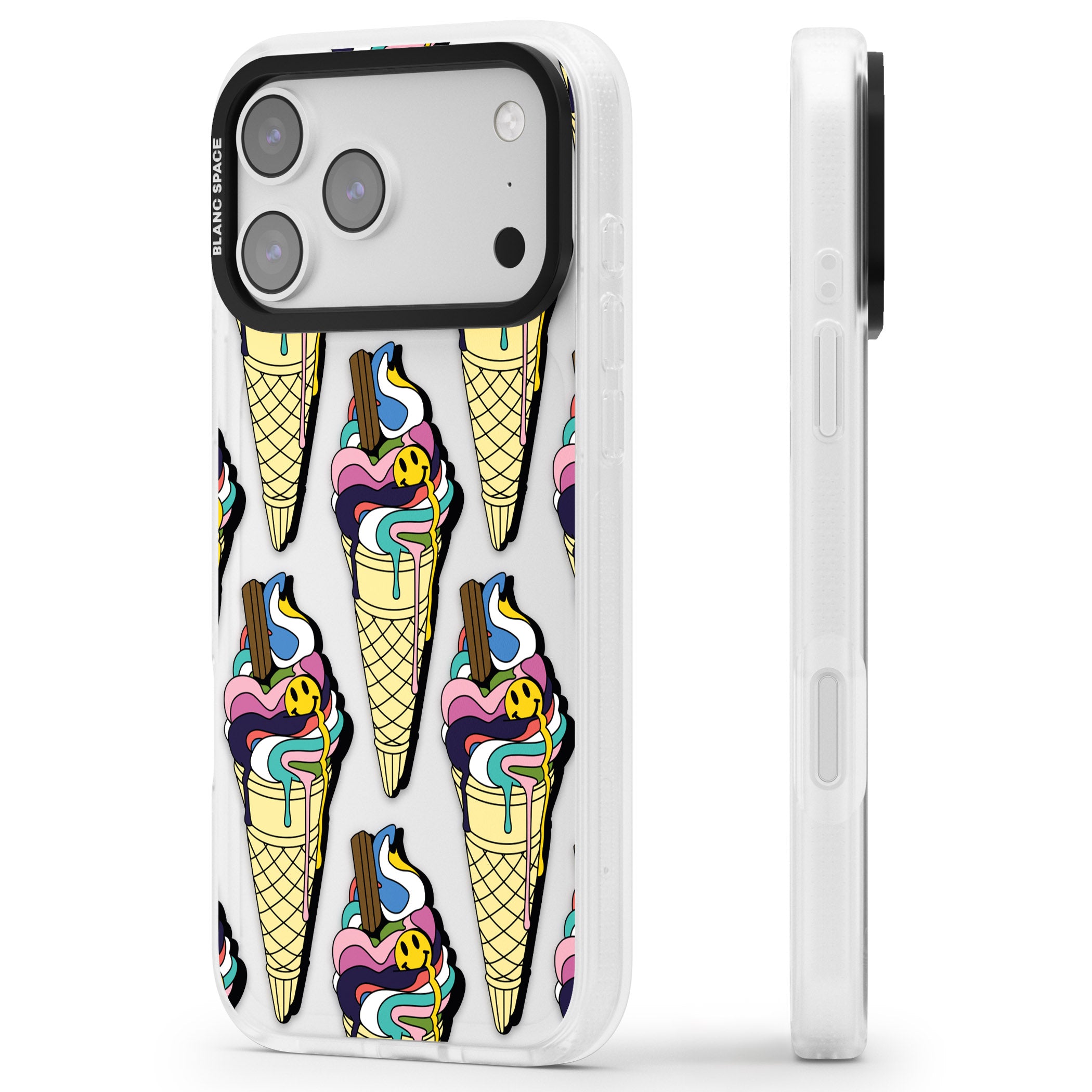 Trip & Drip Ice Cream iPhone 17 Pro Max Impact Air Clear Phone Case Side Profile