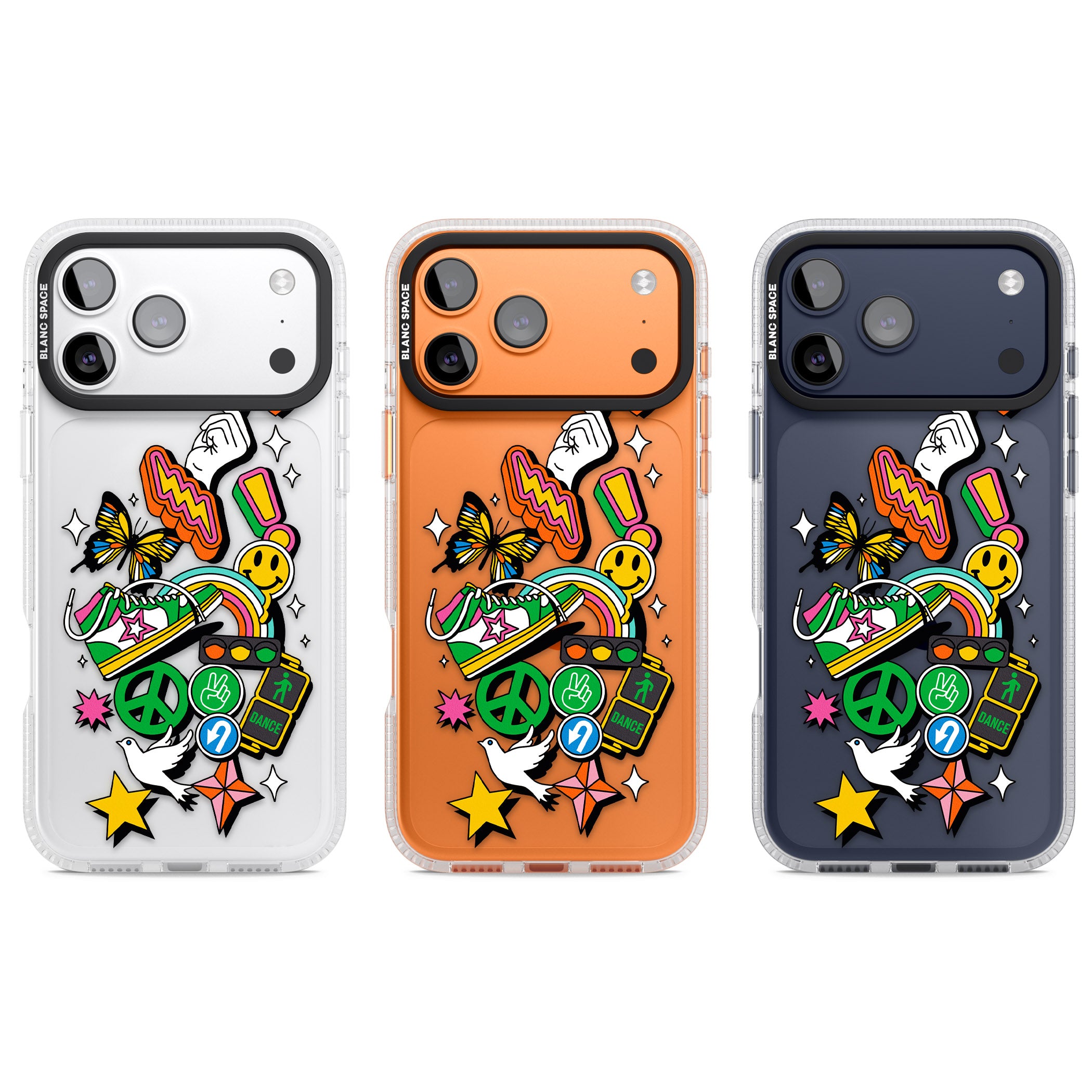 Nostalgic Sticker Collage iPhone 17 Pro Impact Air Clear Phone Case APT Impact Protection