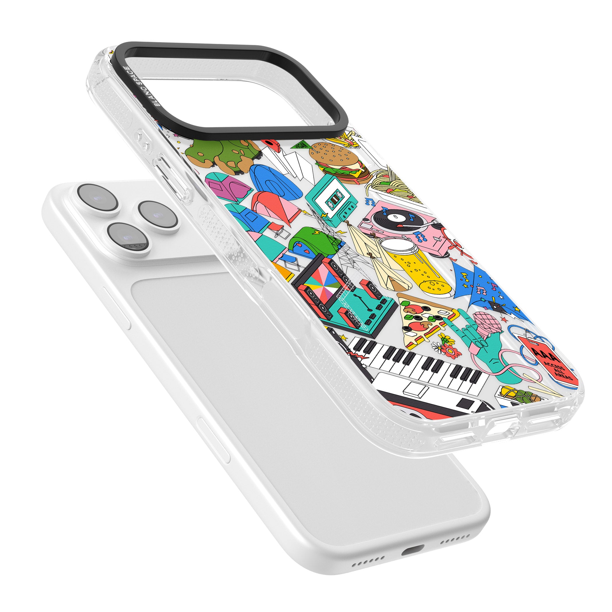 Festival Frenzy iPhone 17 Pro Impact Air Clear Phone Case Colours