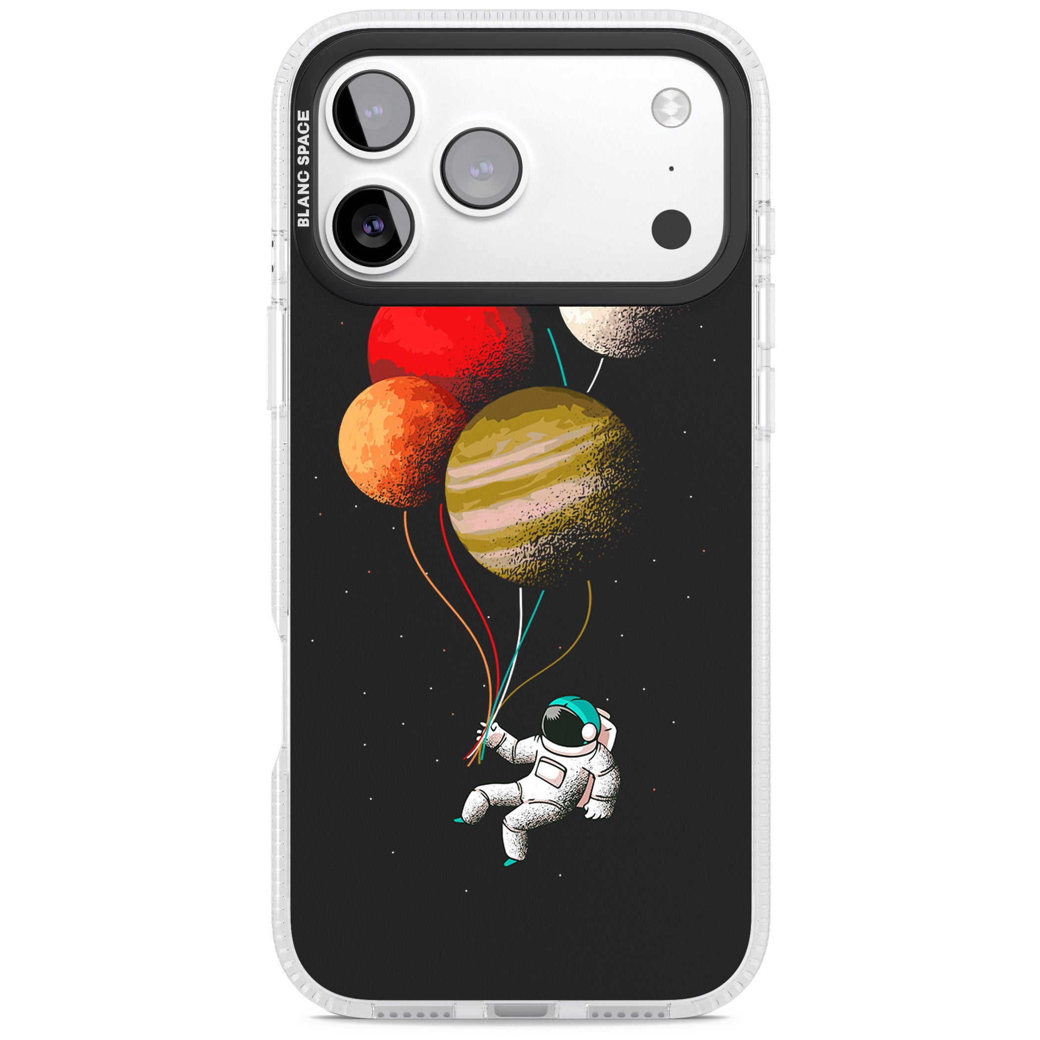 Astronaut Balloon Planets iPhone 17 Pro Impact Air Clear Phone Case