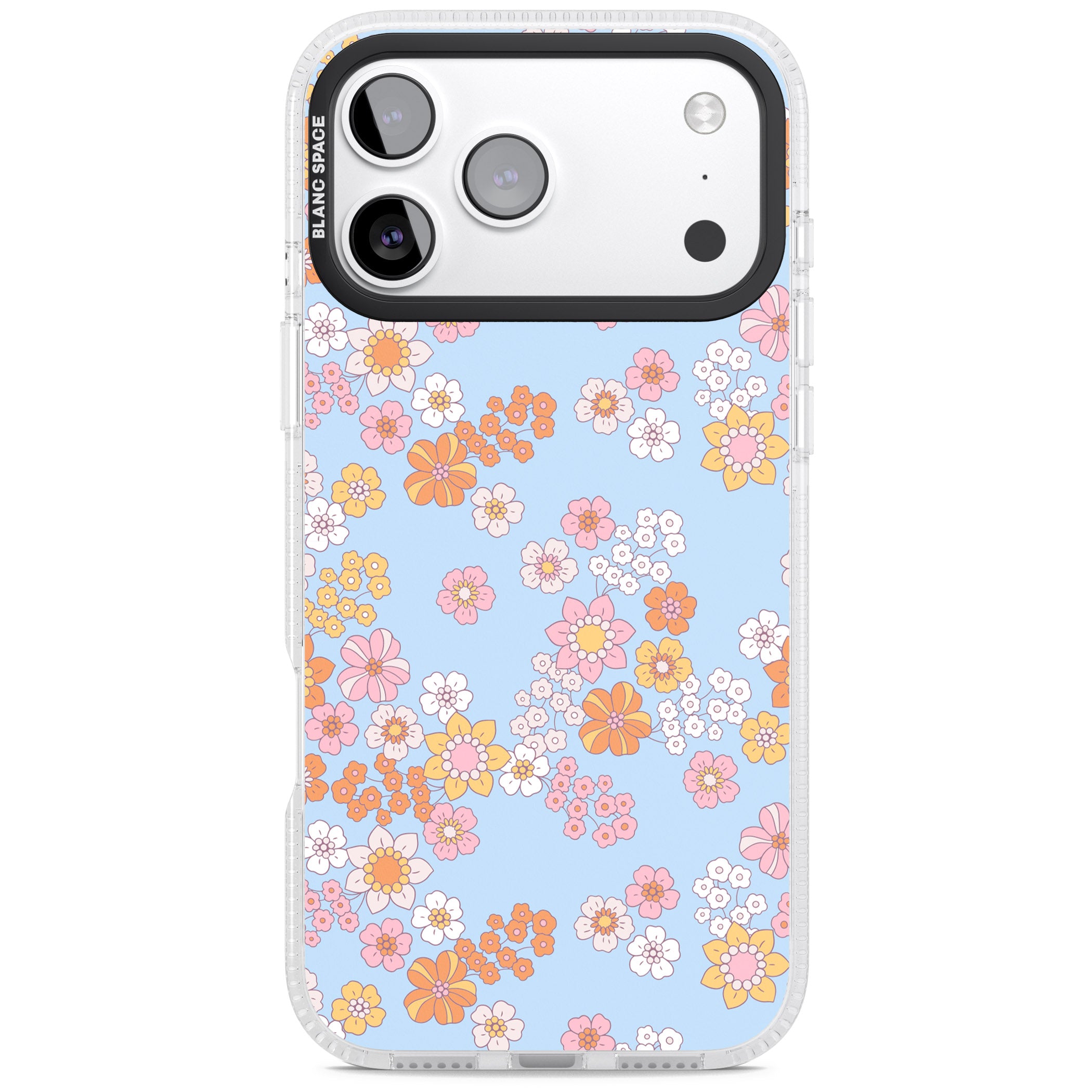 Lake Blue Flower Mix iPhone 17 Pro Max Impact Air Clear Phone Case