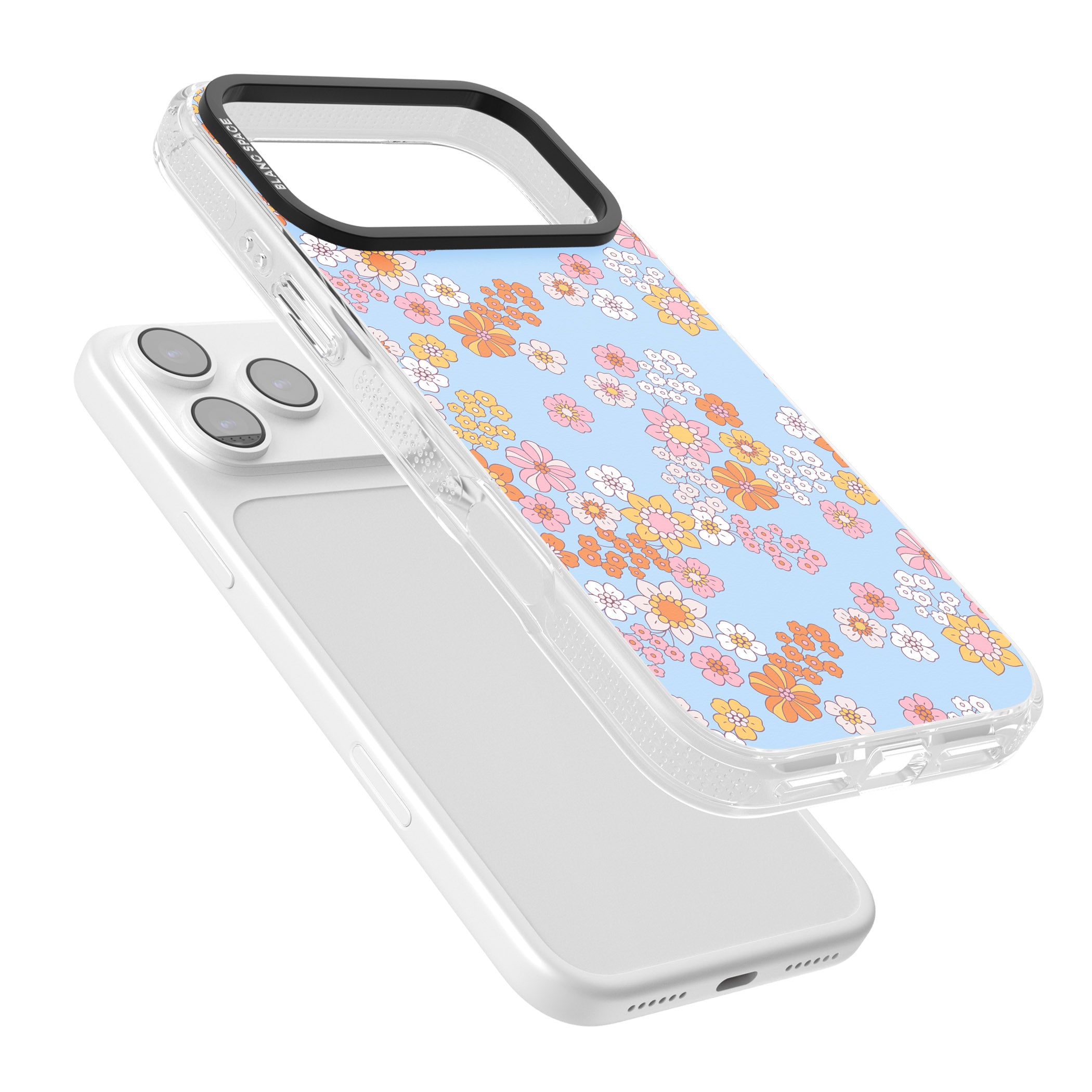 Lake Blue Flower Mix iPhone 17 Pro Max Impact Air Clear Phone Case Colours