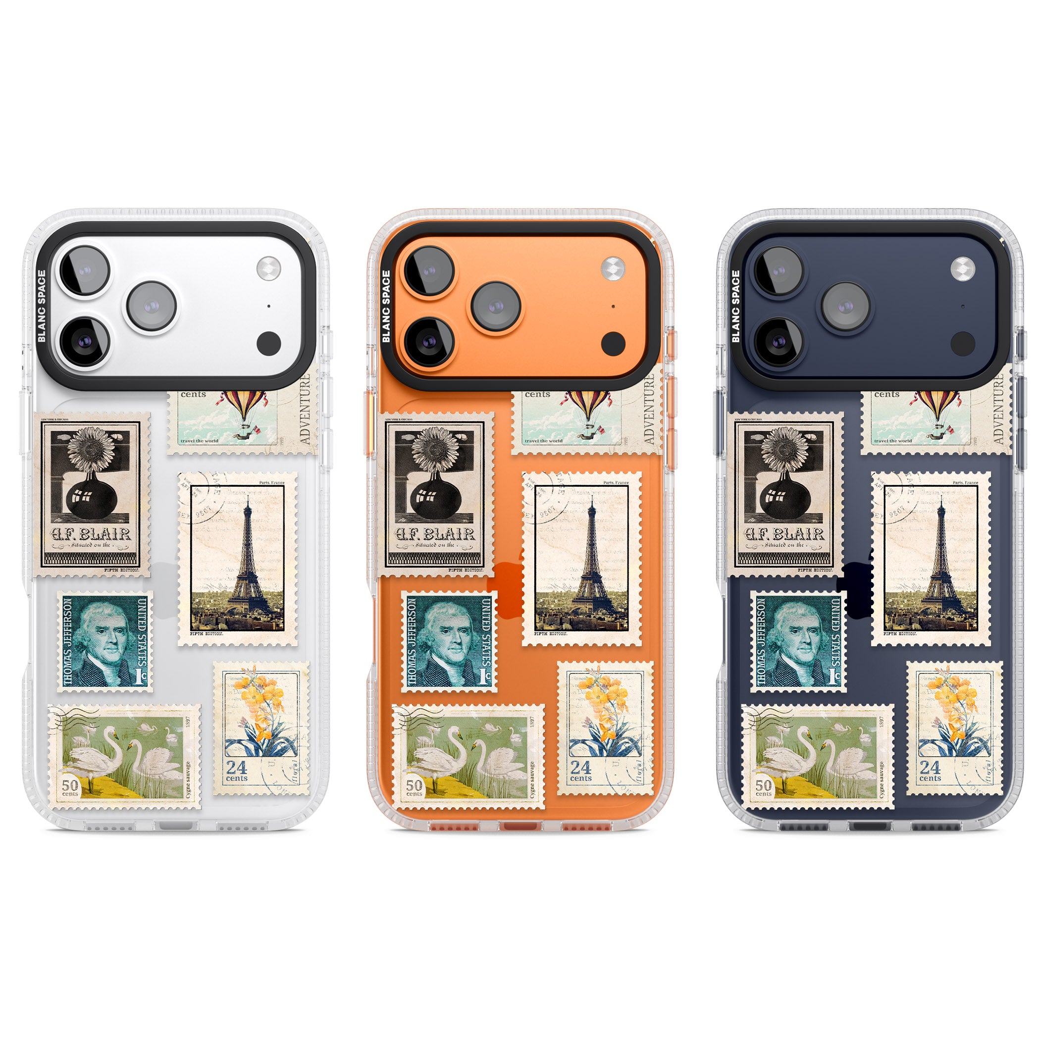 Vintage Stamps iPhone 17 Pro Impact Air Clear Phone Case APT Impact Protection