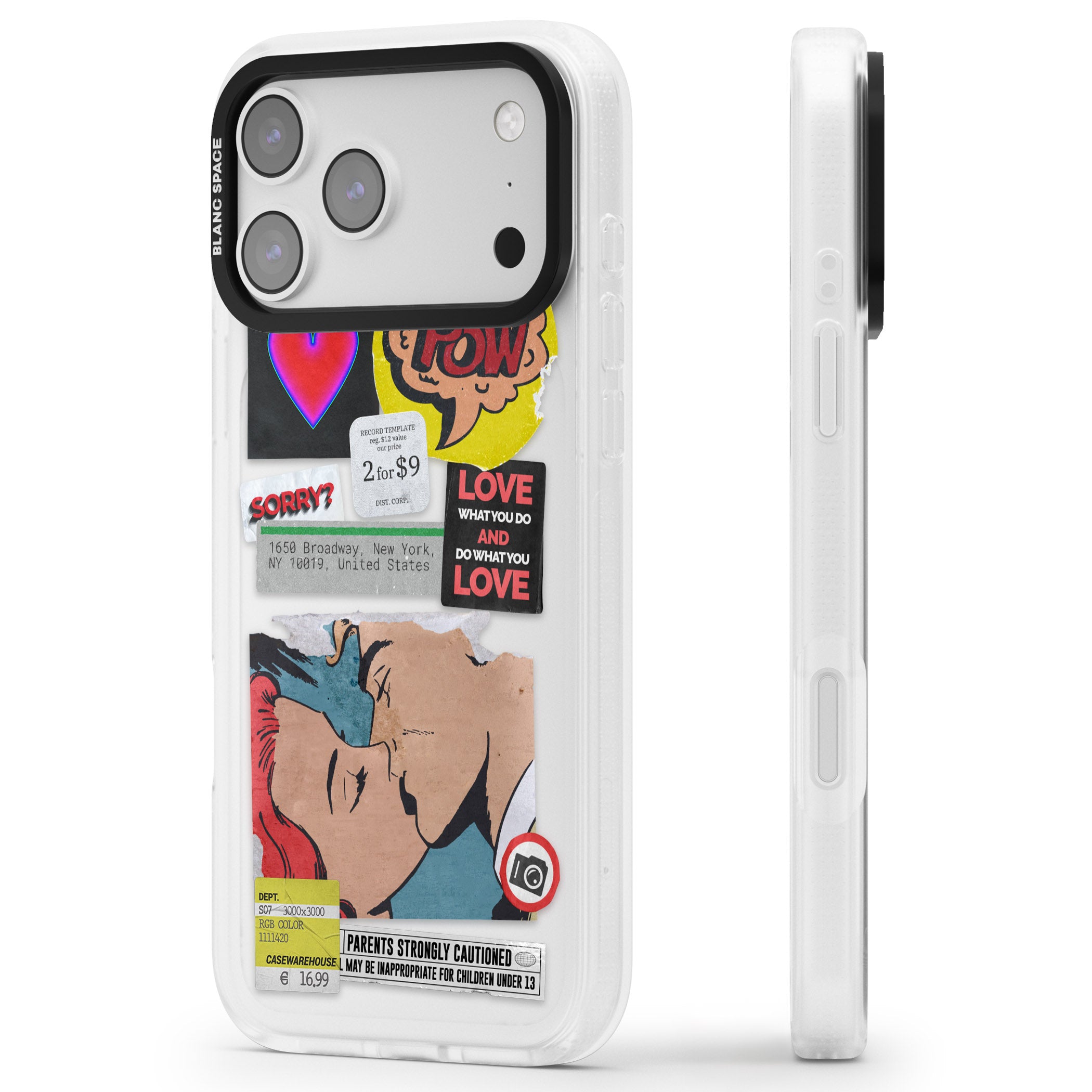 Retro Sticker Mix iPhone 17 Pro Impact Air Clear Phone Case Side Profile
