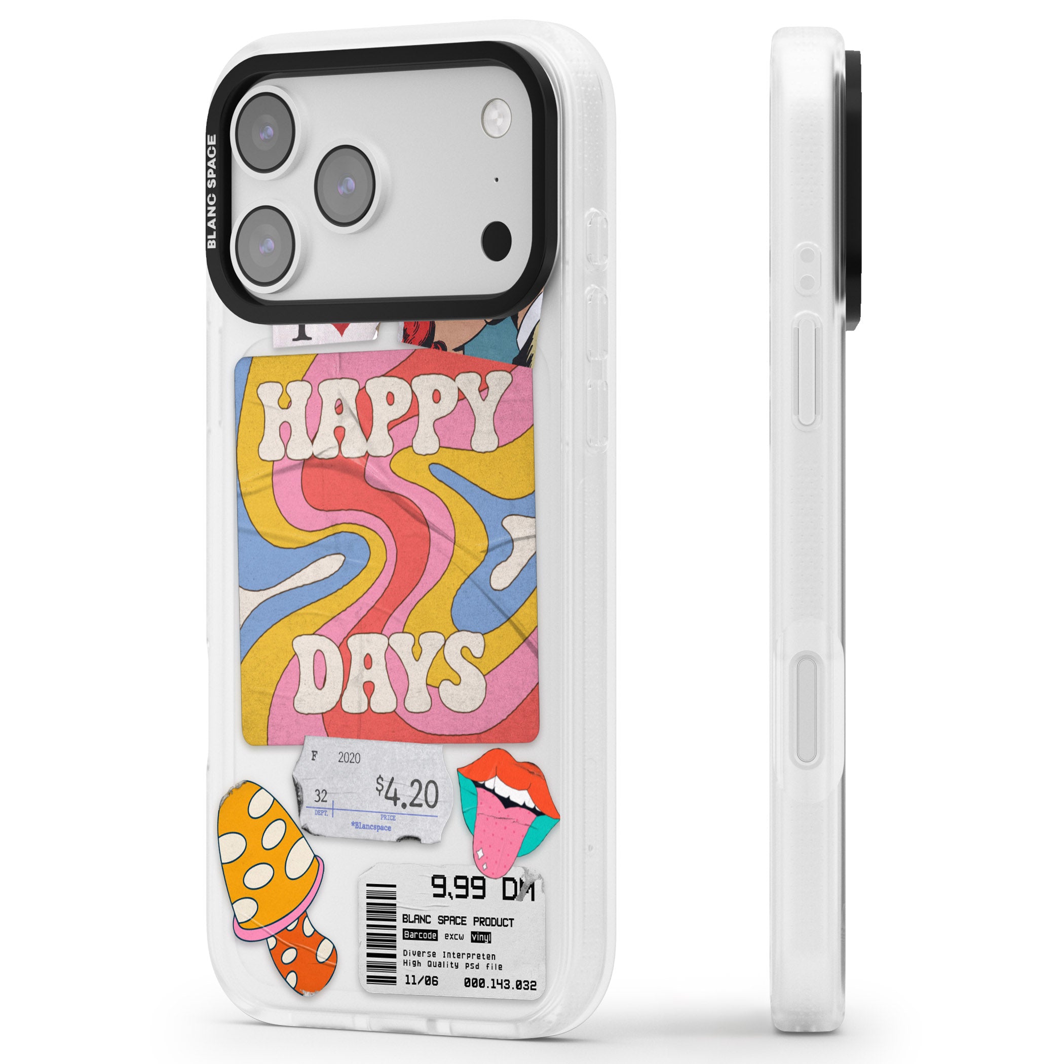 Groovy Trip iPhone 17 Pro Impact Air Clear Phone Case Side Profile