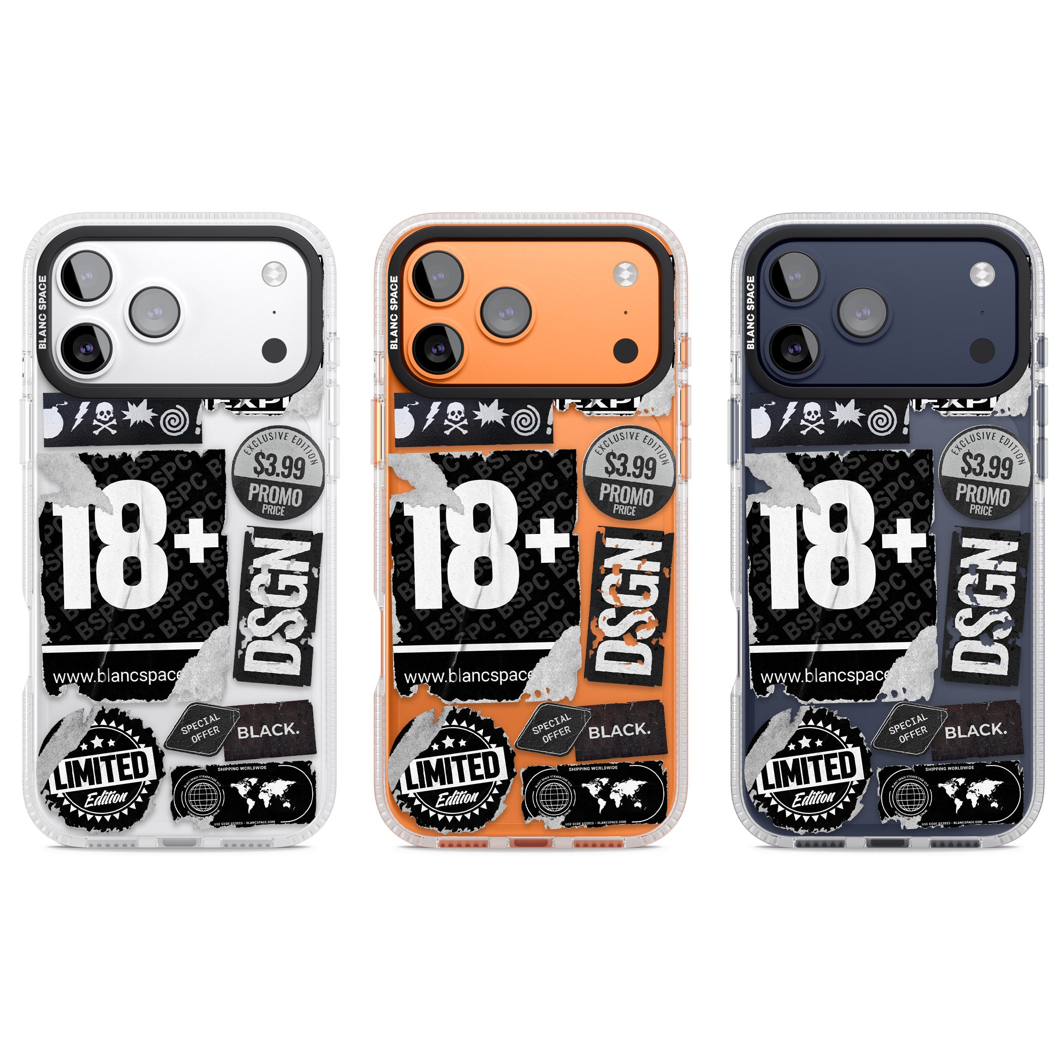 Black Sticker Mix iPhone 17 Pro Impact Air Clear Phone Case APT Impact Protection
