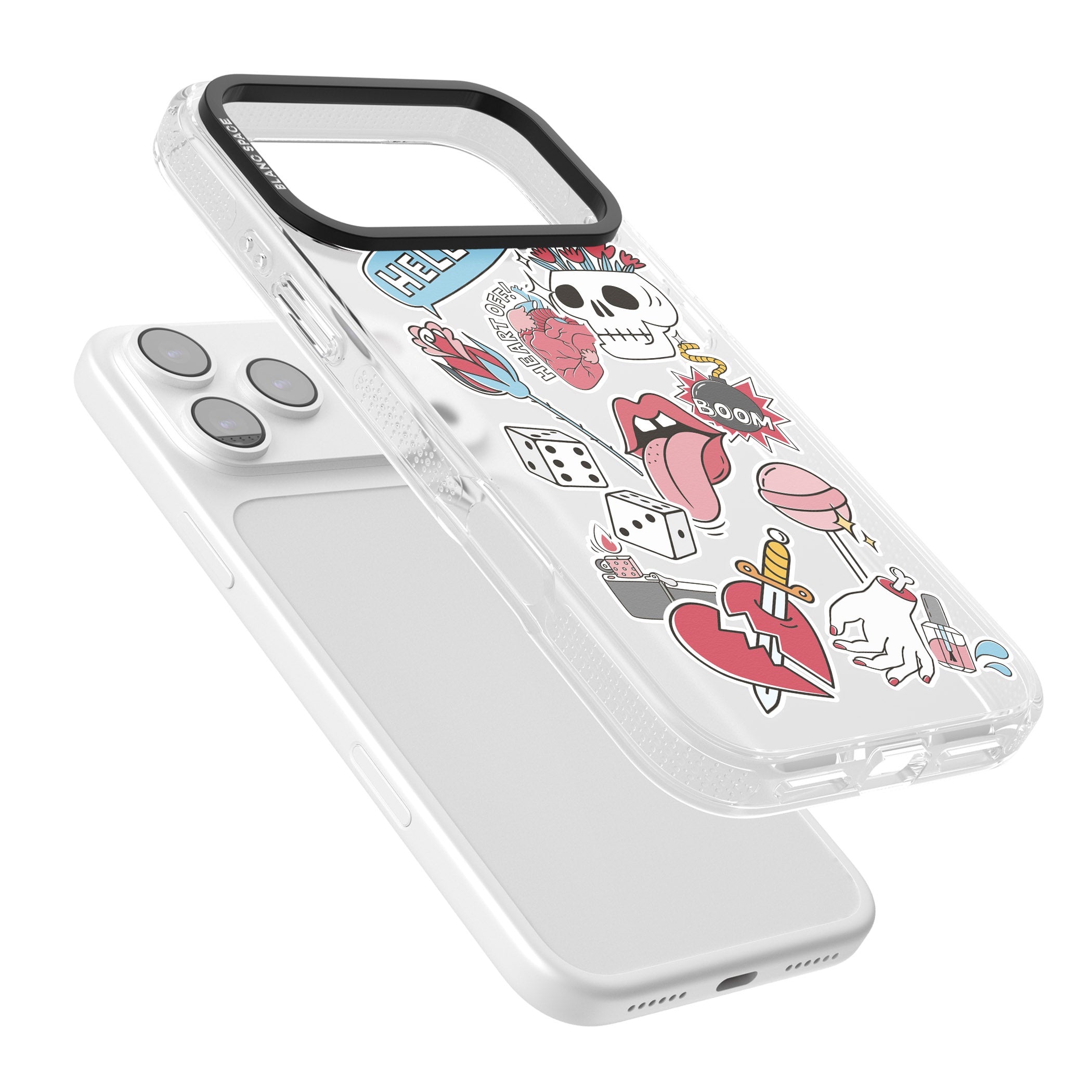 Skull & Flowers Stickers iPhone 17 Pro Impact Air Clear Phone Case Colours