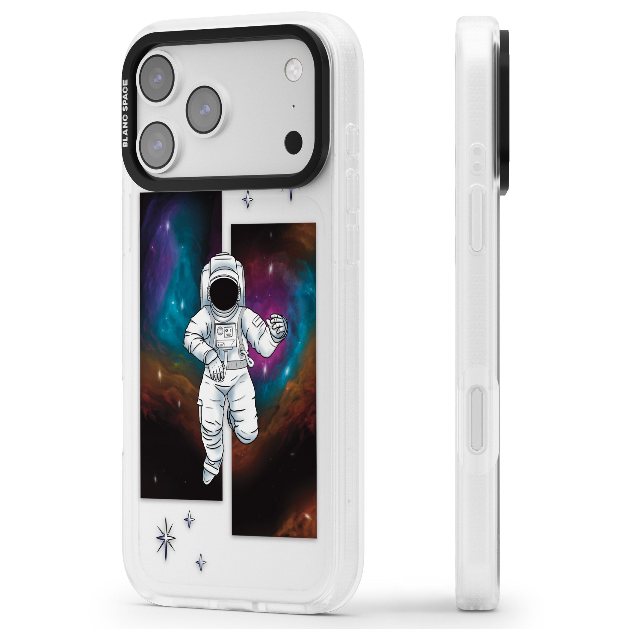 Escape The Nebula iPhone 17 Pro Impact Air Clear Phone Case Side Profile