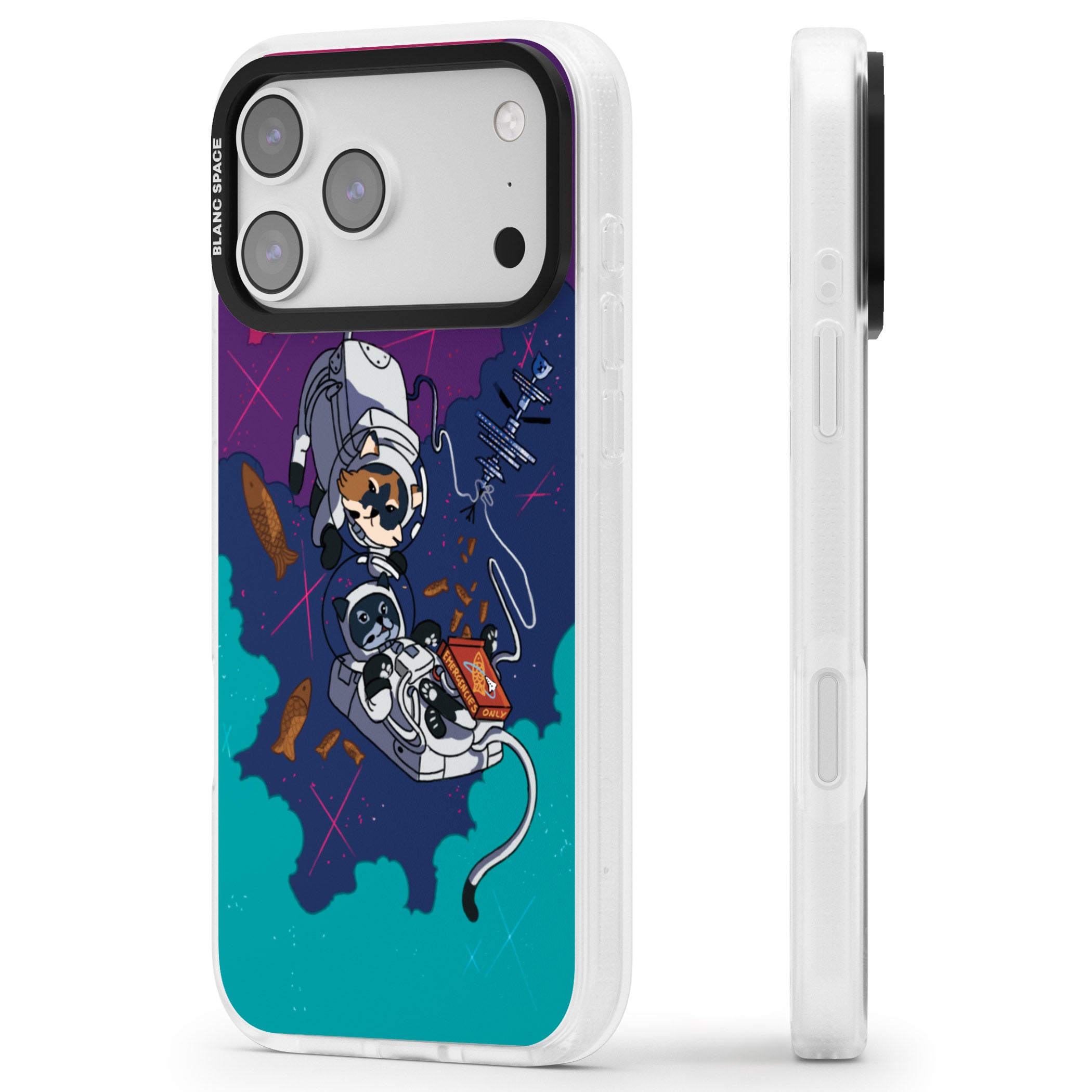 Cats In Space iPhone 17 Pro Impact Air Clear Phone Case Side Profile