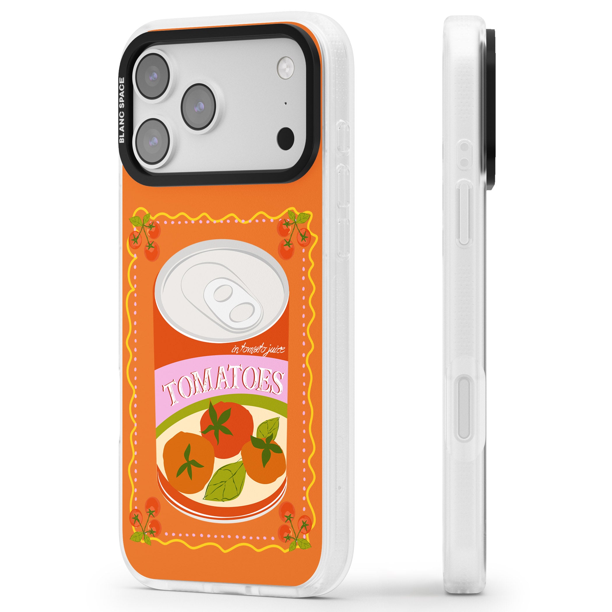 Tomato Soup Can iPhone 17 Pro Max Impact Air Clear Phone Case Side Profile