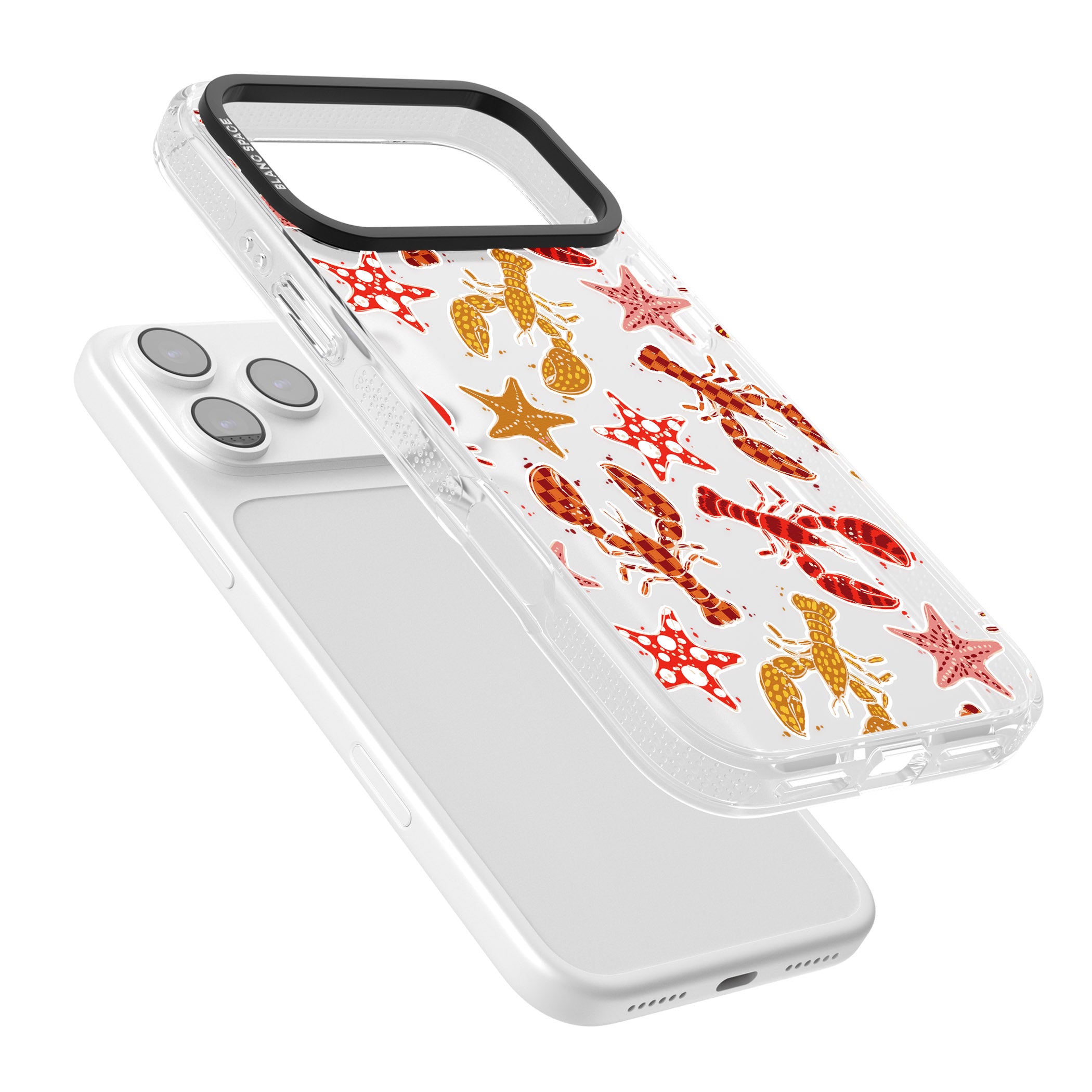 Lobster & Starfish Coastal Pattern iPhone 17 Pro Impact Air Clear Phone Case Colours