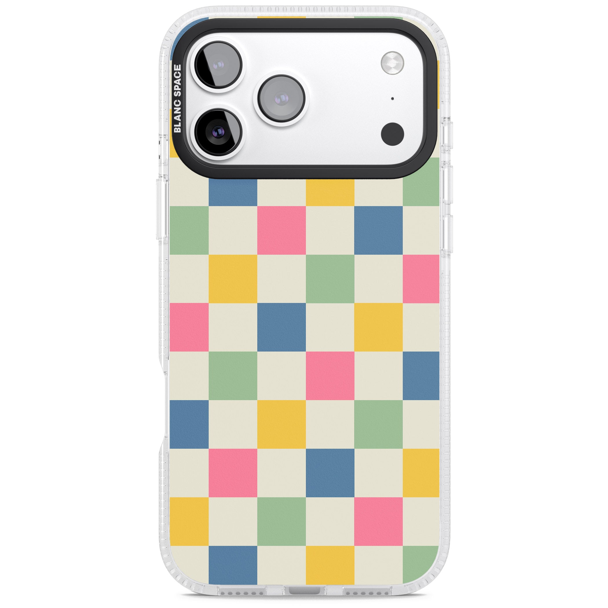 Pastel Multicolor Checkered iPhone 17 Pro Impact Air Clear Phone Case