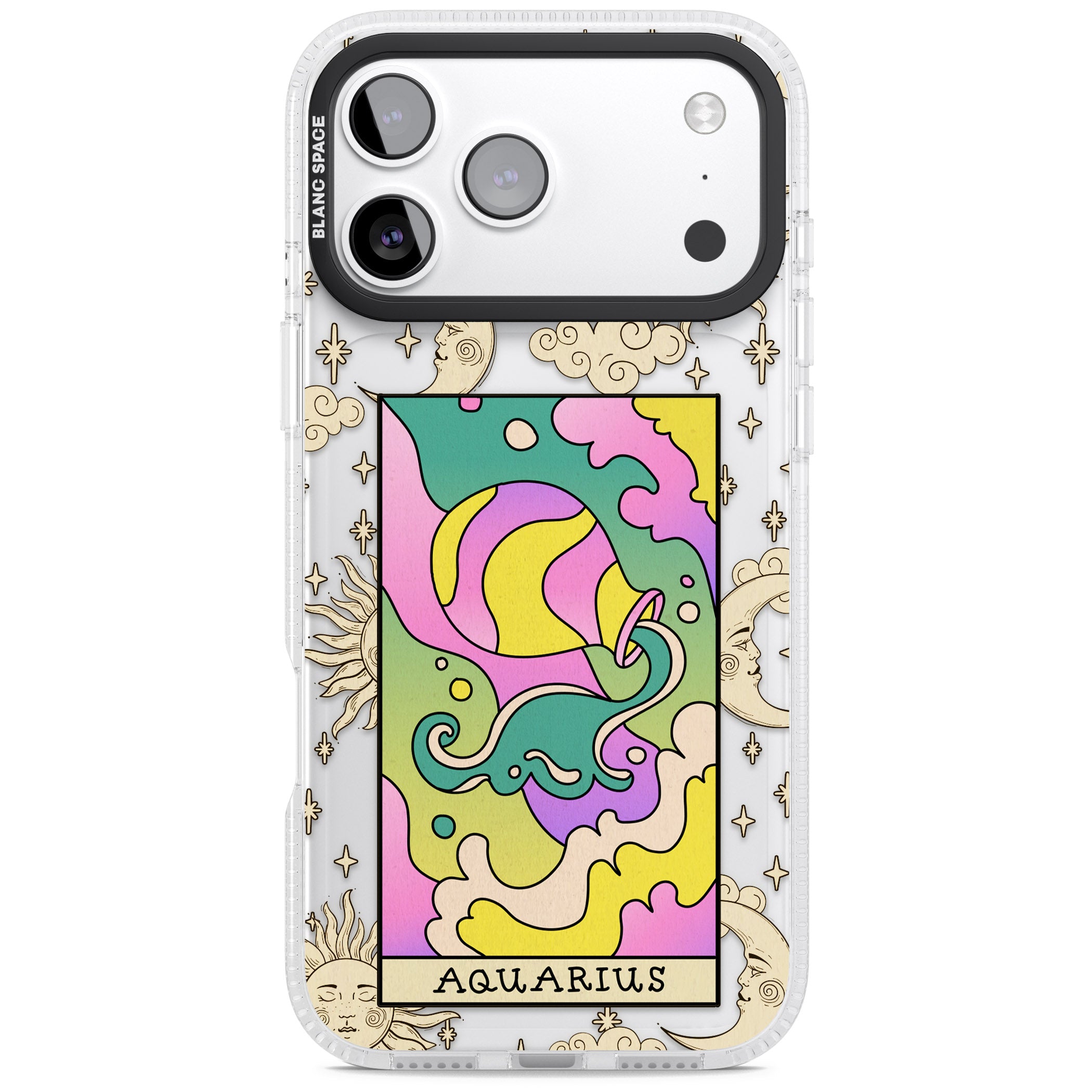 Celestial Zodiac Aquarius iPhone 17 Pro Impact Air Clear Phone Case