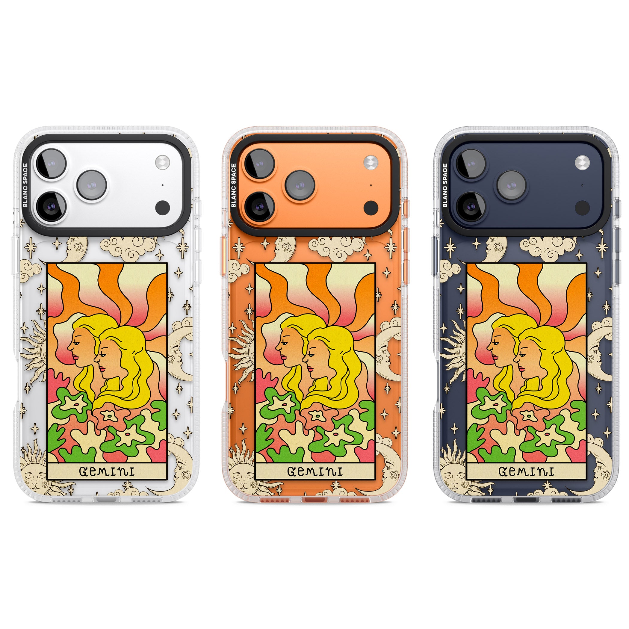 Celestial Zodiac Gemini iPhone 17 Pro Impact Air Clear Phone Case APT Impact Protection