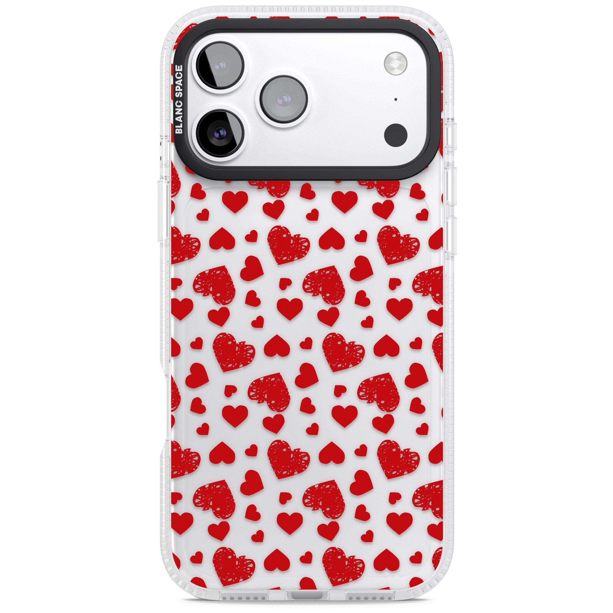 Red Heart Pattern Classic iPhone 17 Pro Max Impact Air Clear Phone Case