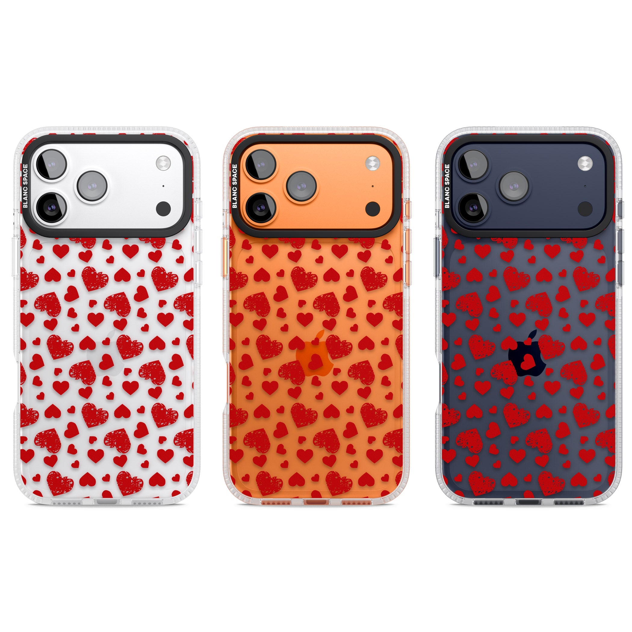 Red Heart Pattern Classic iPhone 17 Pro Impact Air Clear Phone Case APT Impact Protection