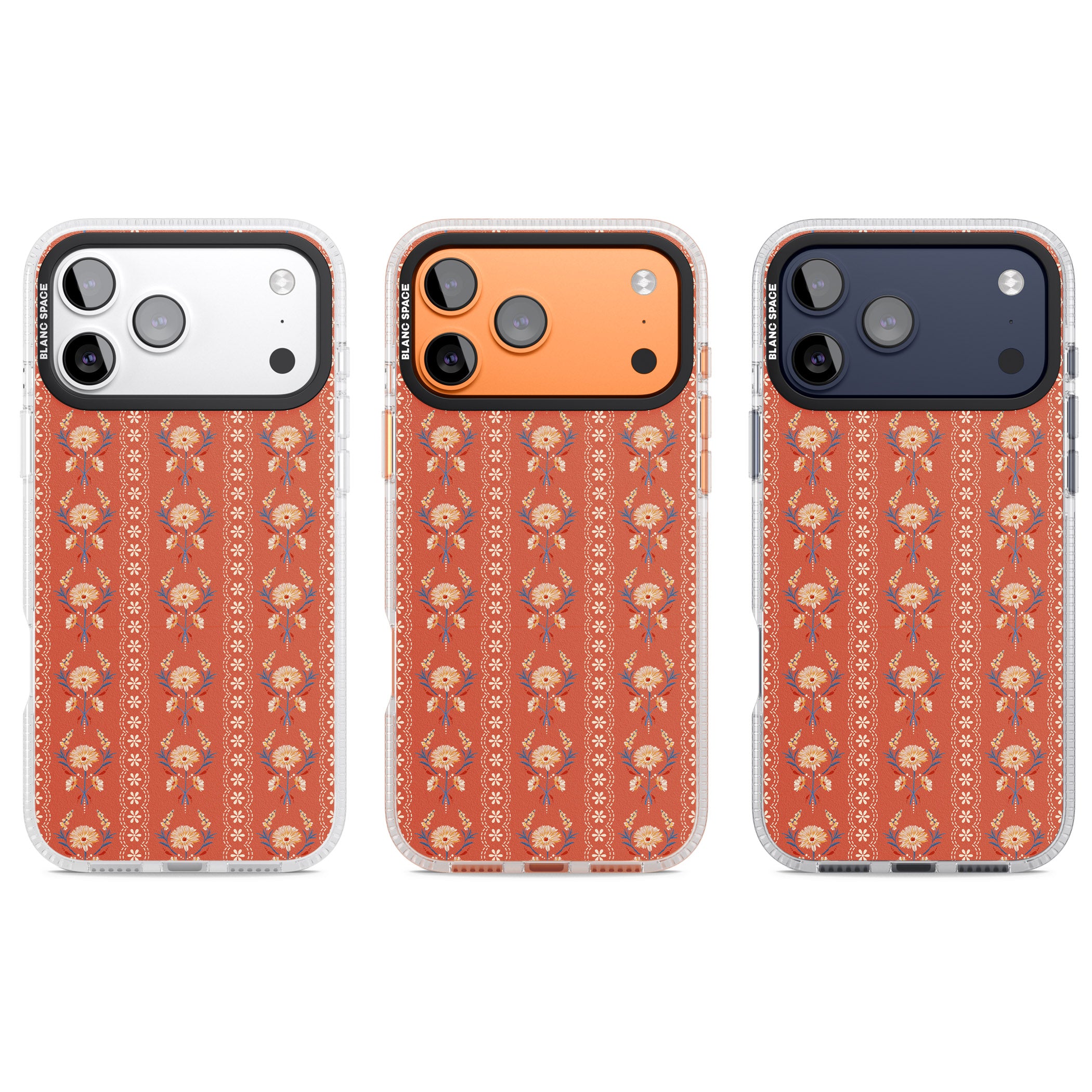 Vintage Terracotta Floral iPhone 17 Pro Impact Air Clear Phone Case APT Impact Protection