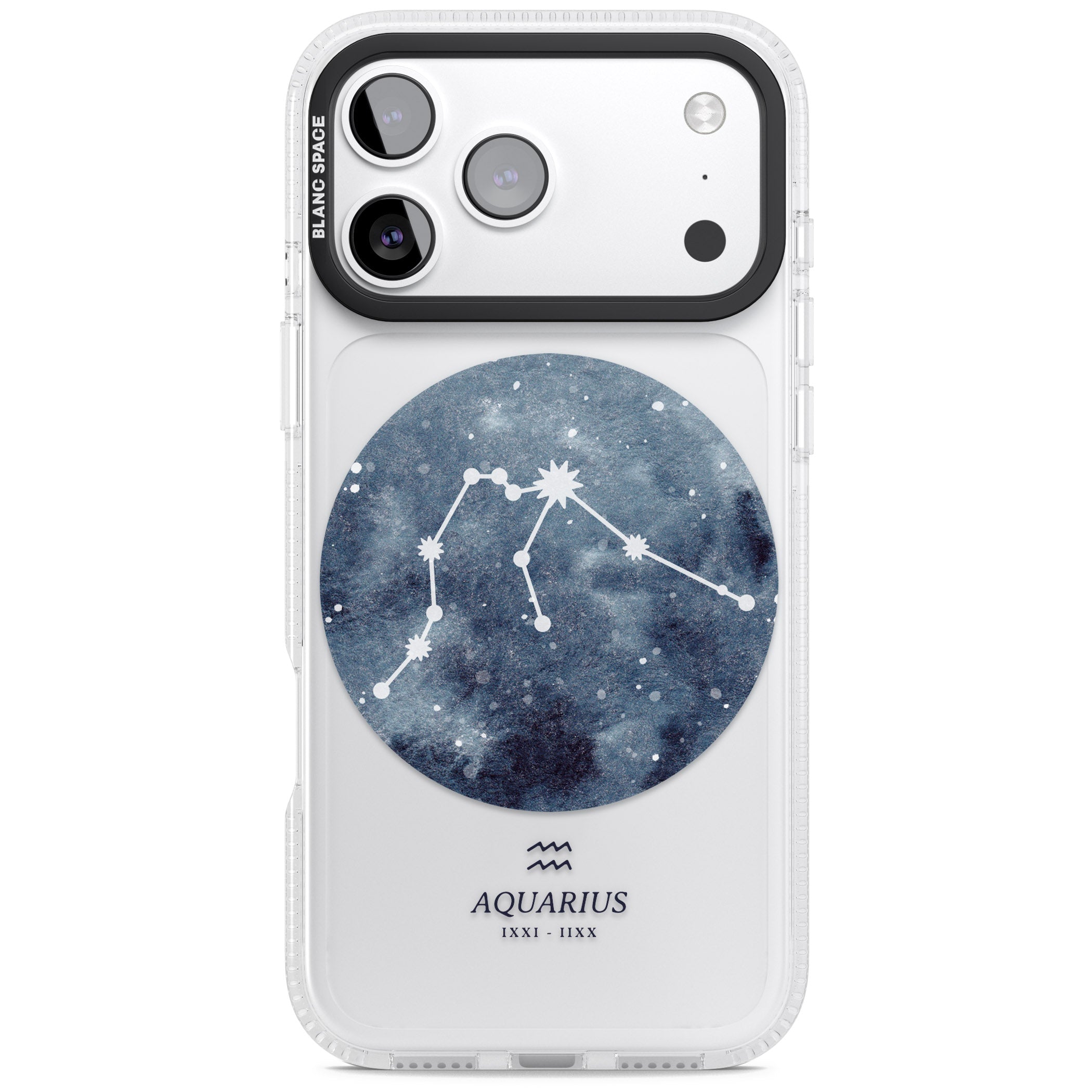 Aquarius Zodiac Blue iPhone 17 Pro Impact Air Clear Phone Case