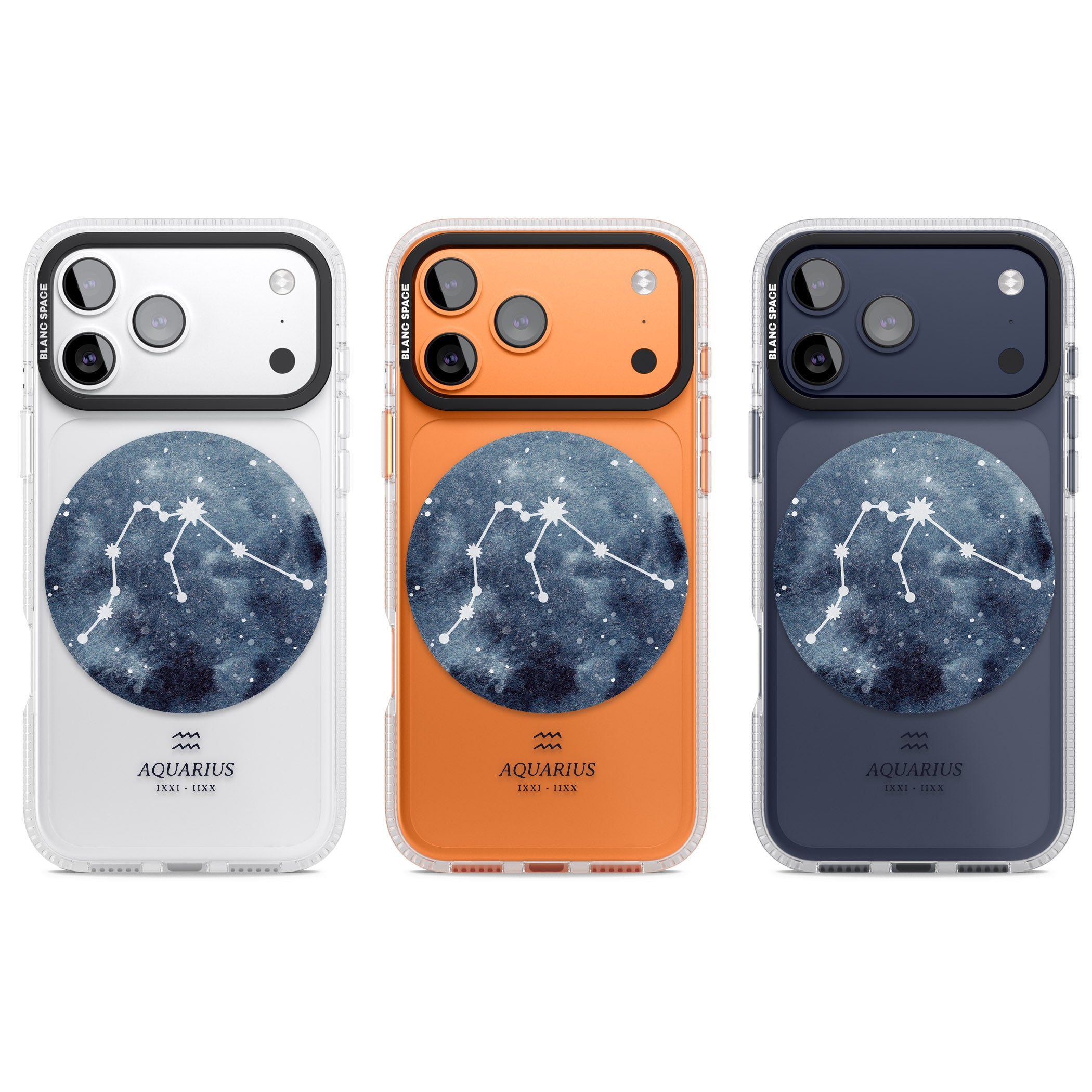 Aquarius Zodiac Blue iPhone 17 Pro Impact Air Clear Phone Case APT Impact Protection