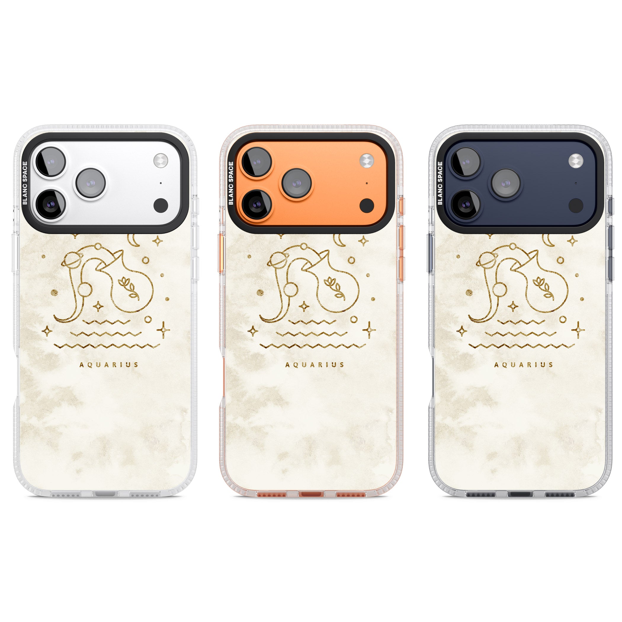 Aquarius Golden Emblem iPhone 17 Pro Impact Air Clear Phone Case APT Impact Protection